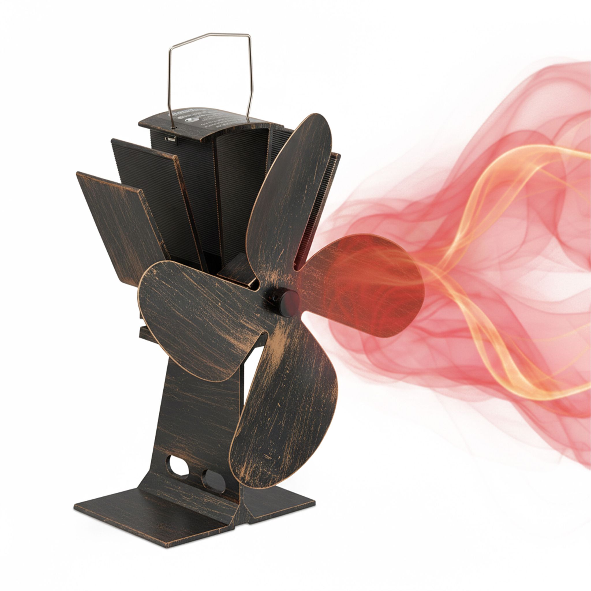 Ofenventilator ohne Strom Vintage Hellbraun-Schwarz