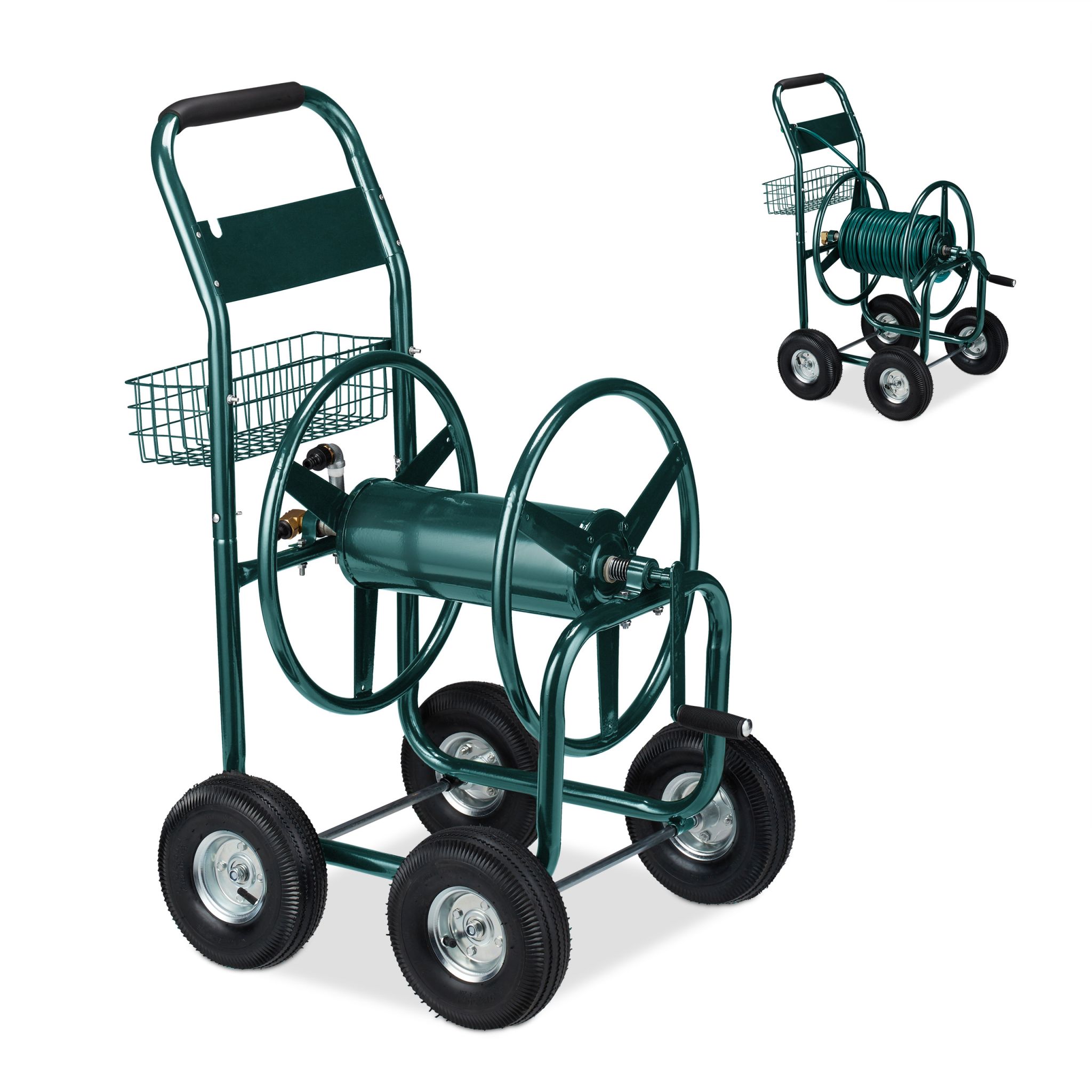 Schlauchwagen 4 Räder grün Dunkelgrün