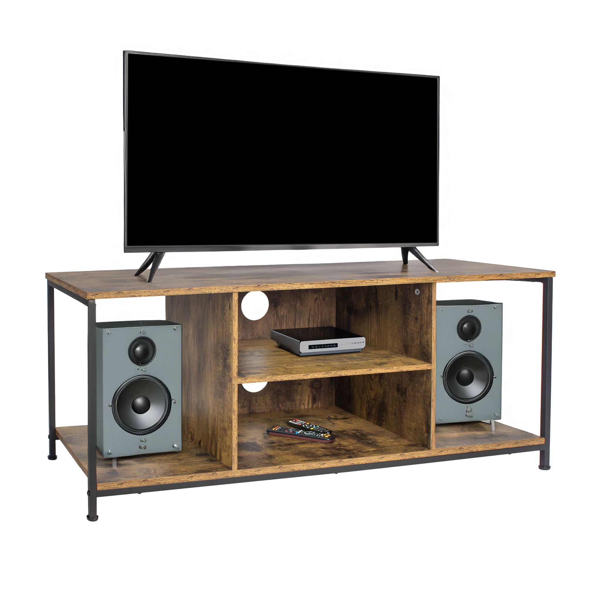 TV Lowboard 4 Fächer Braun-Schwarz