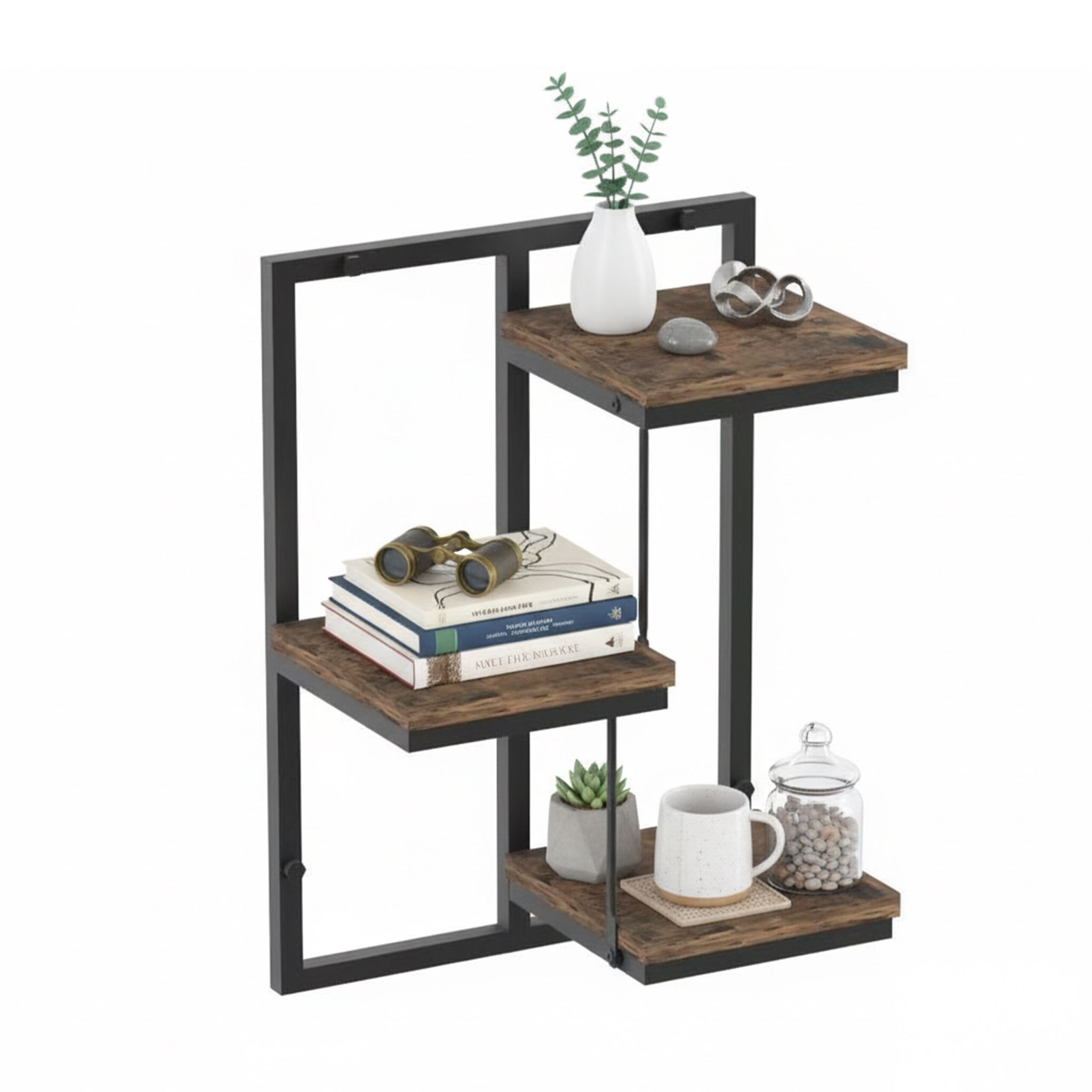 Wandregal Industrial-Design Braun-Schwarz