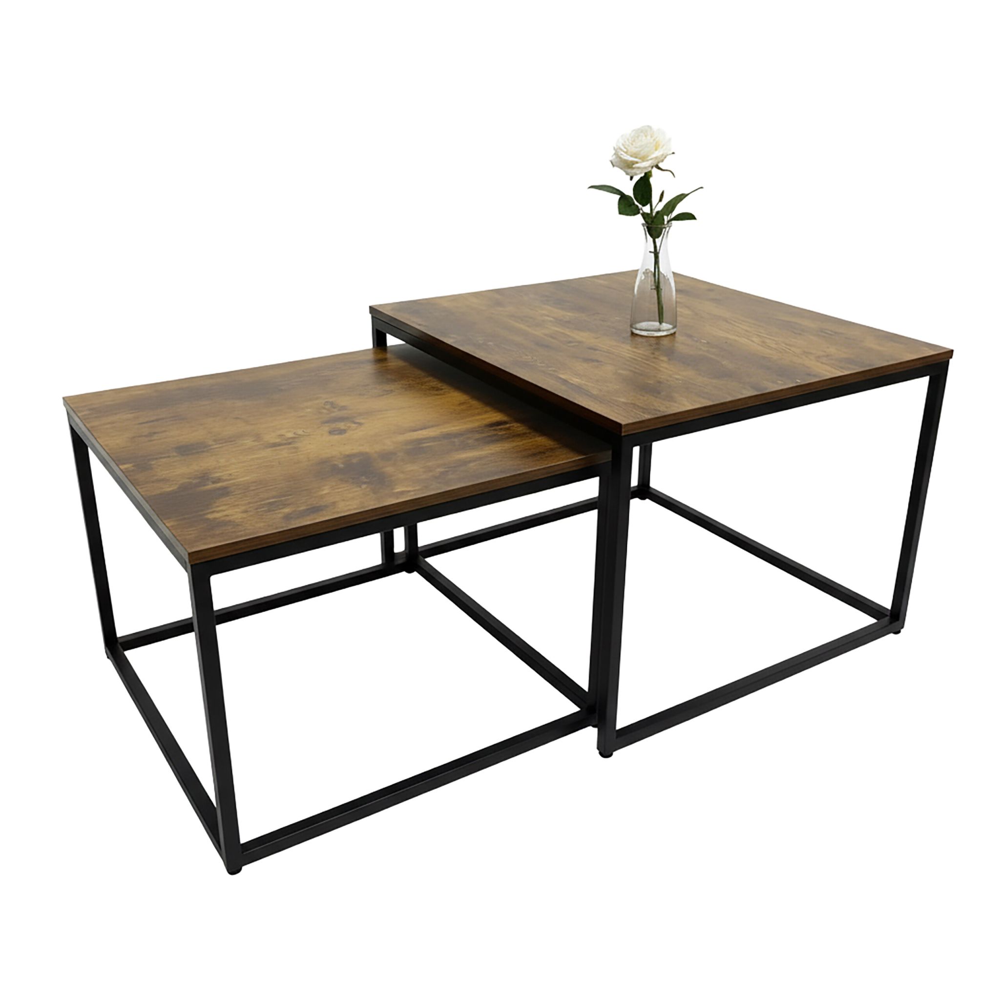 Satztisch 2er-Set Industrial Design Braun-Schwarz
