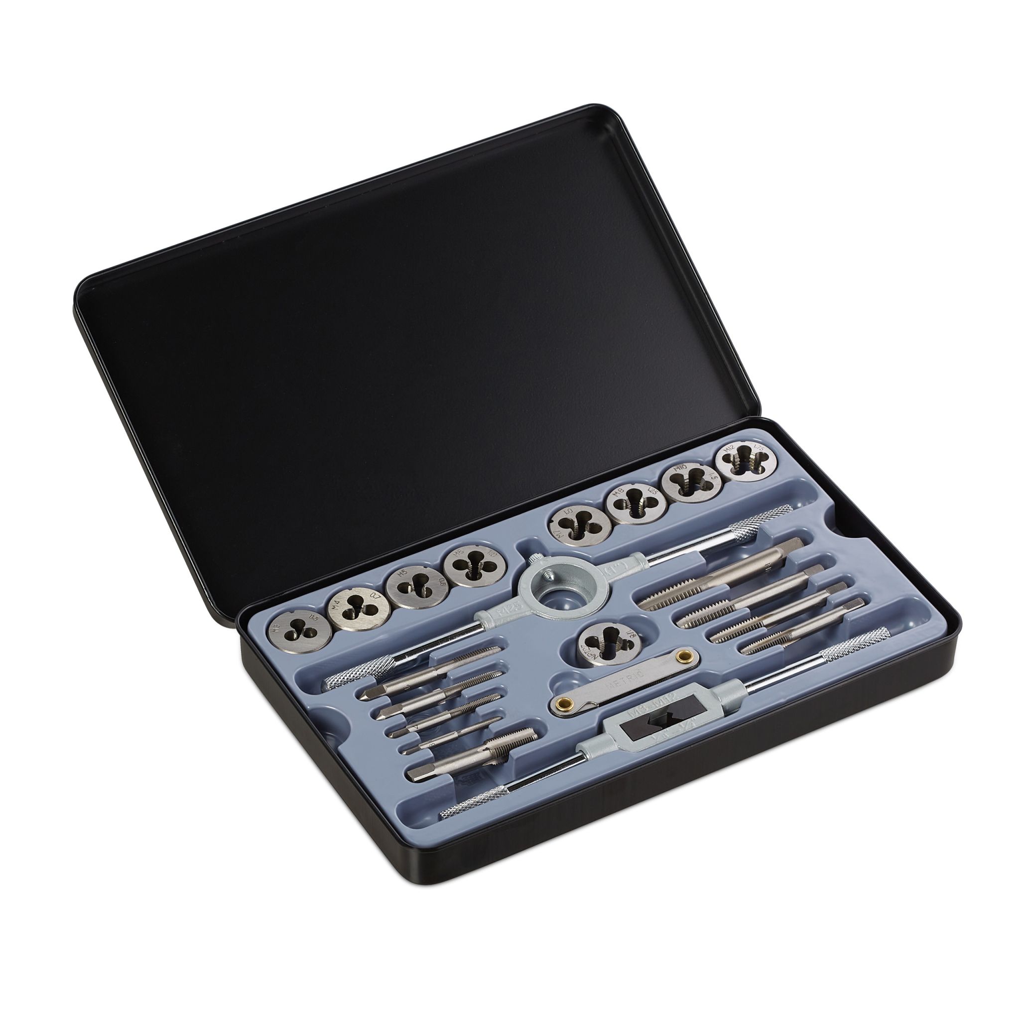 Gewindeschneider-Set 22-teilig Schwarz-Silber-Grau