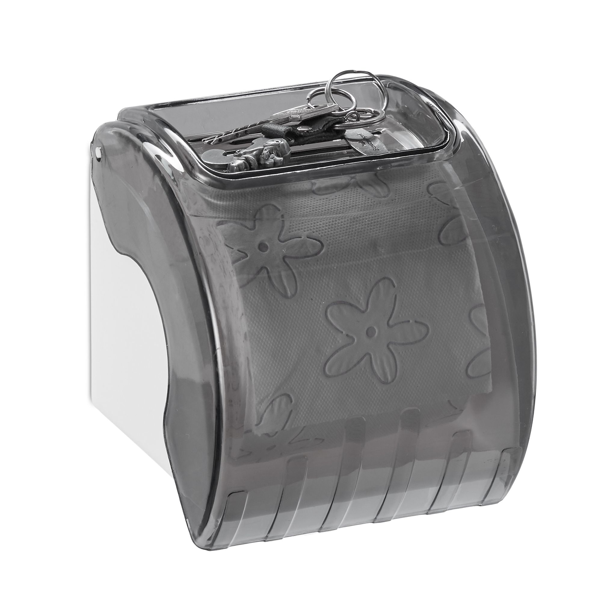 Toilettenpapierhalter mit Ablage Weiss-Grau
