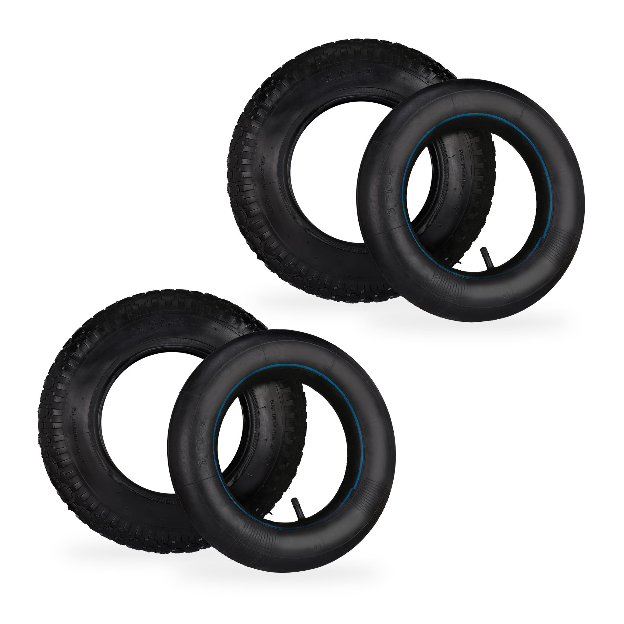 Schubkarrenrad mit Schlauch 2er-Set Schwarz