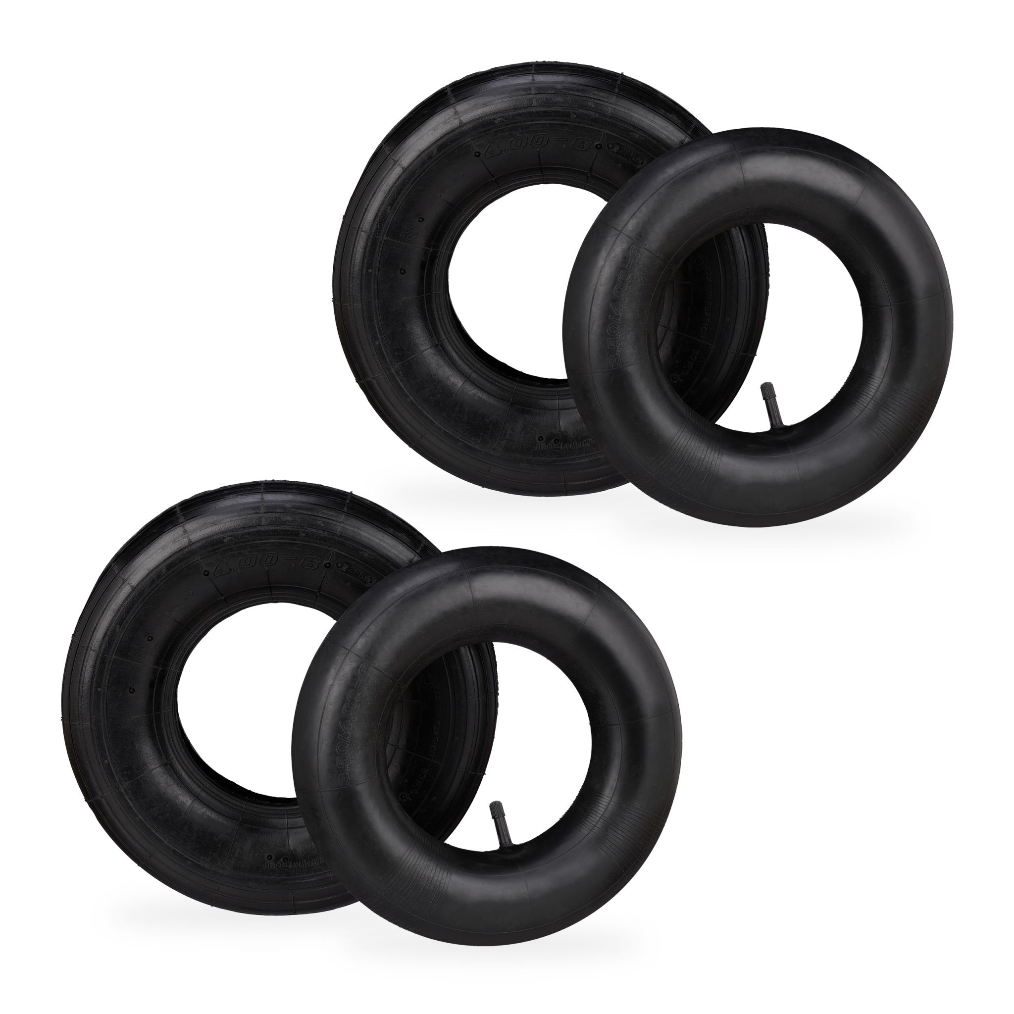 Schubkarrenrad Set mit Schlauch 4.00-6 Schwarz