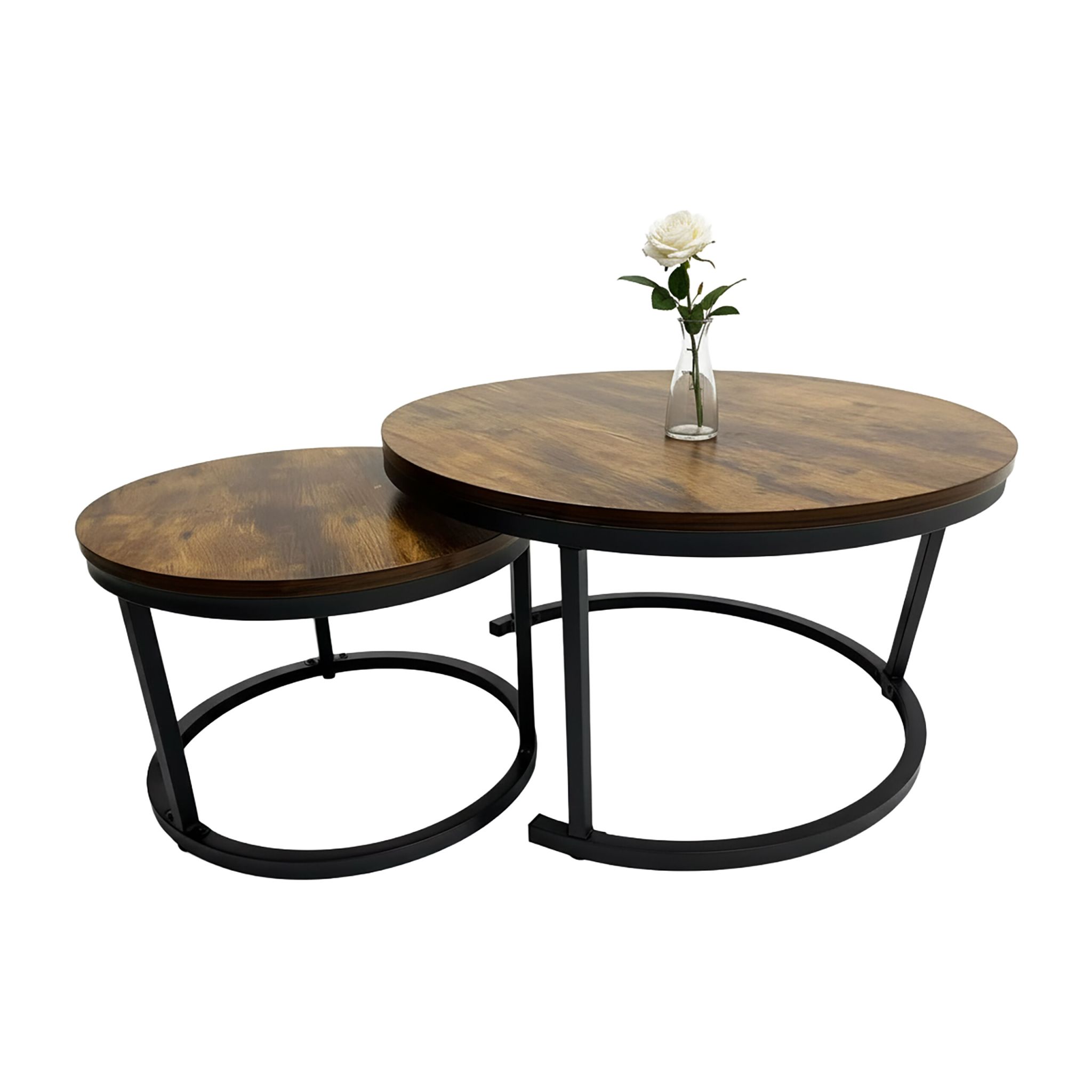 Satztisch 2er-Set Industrial Design Braun-Schwarz