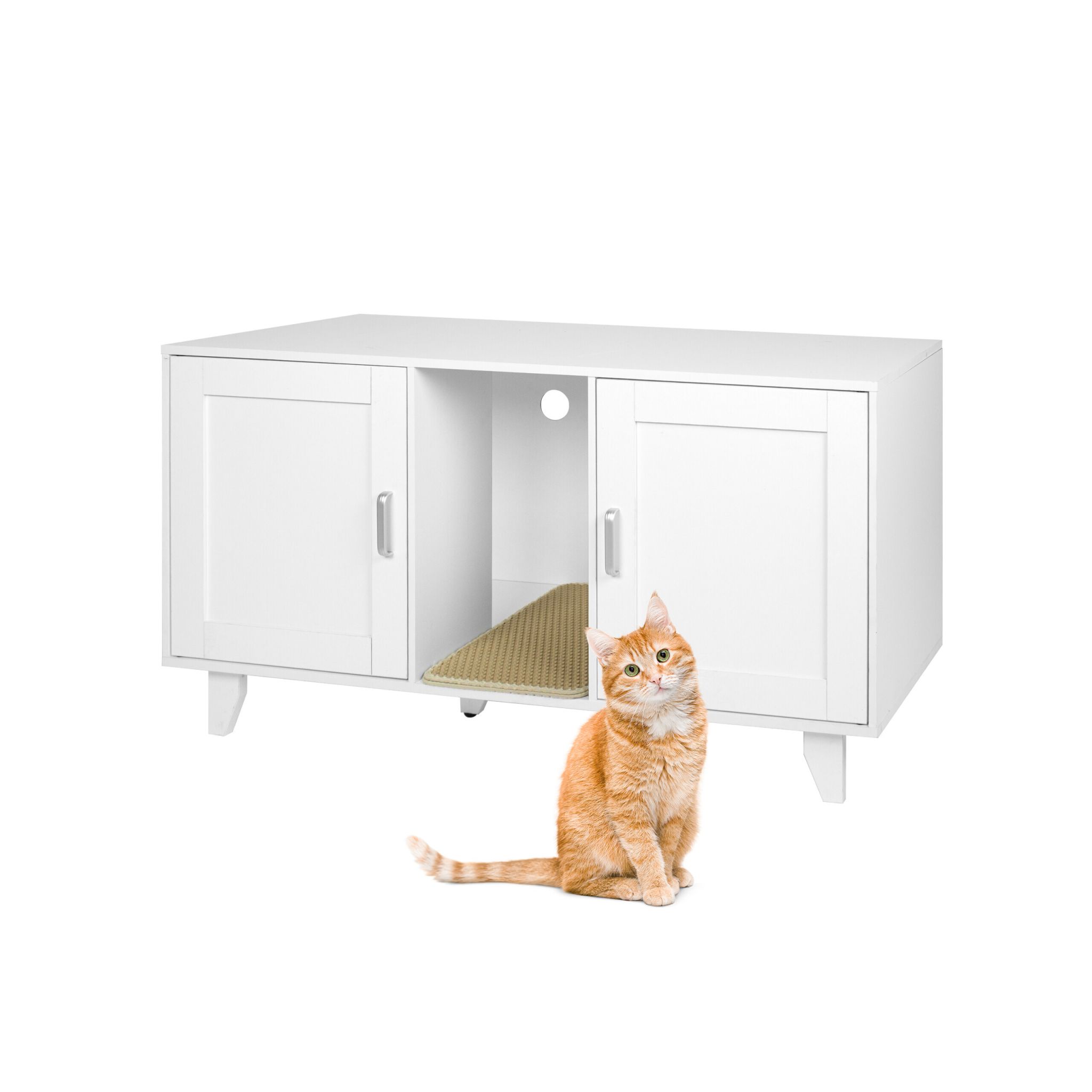 XXL Katzenschrank für Katzenklo Weiss