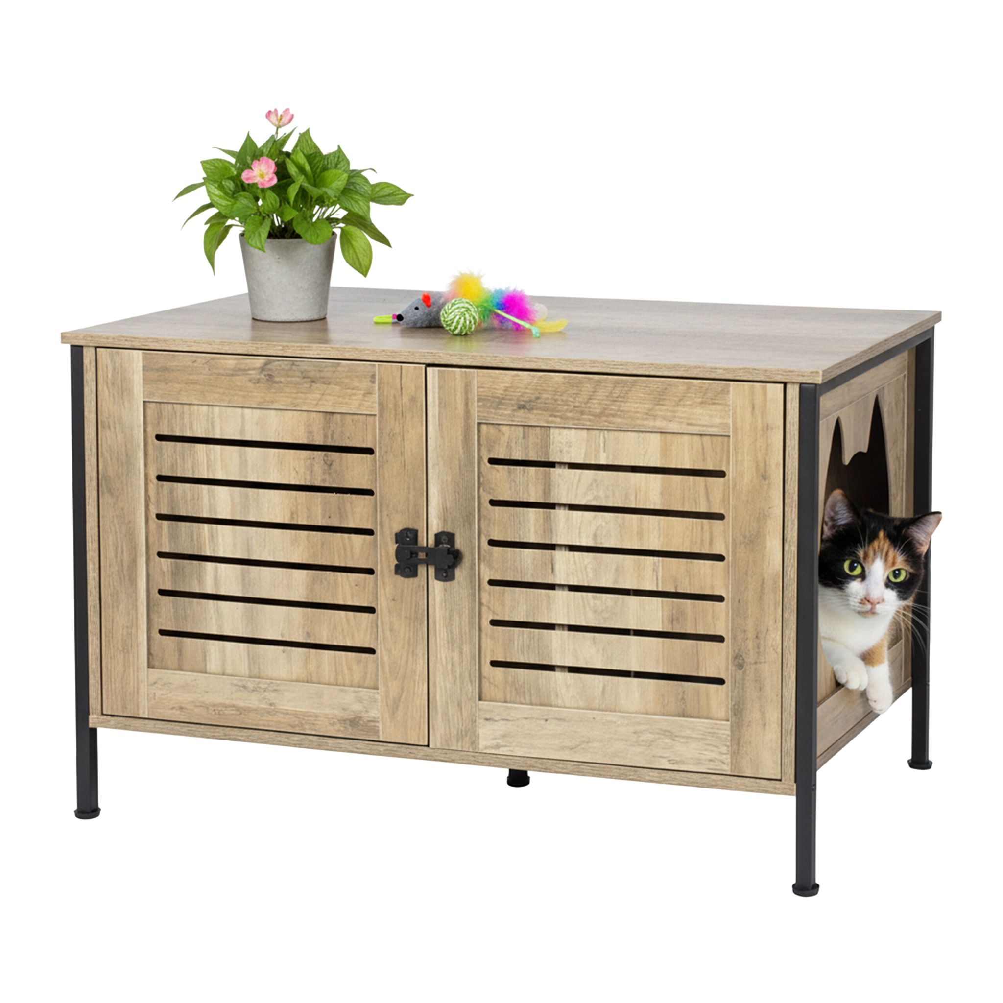 Katzenschrank für Katzenklo Braun-Schwarz