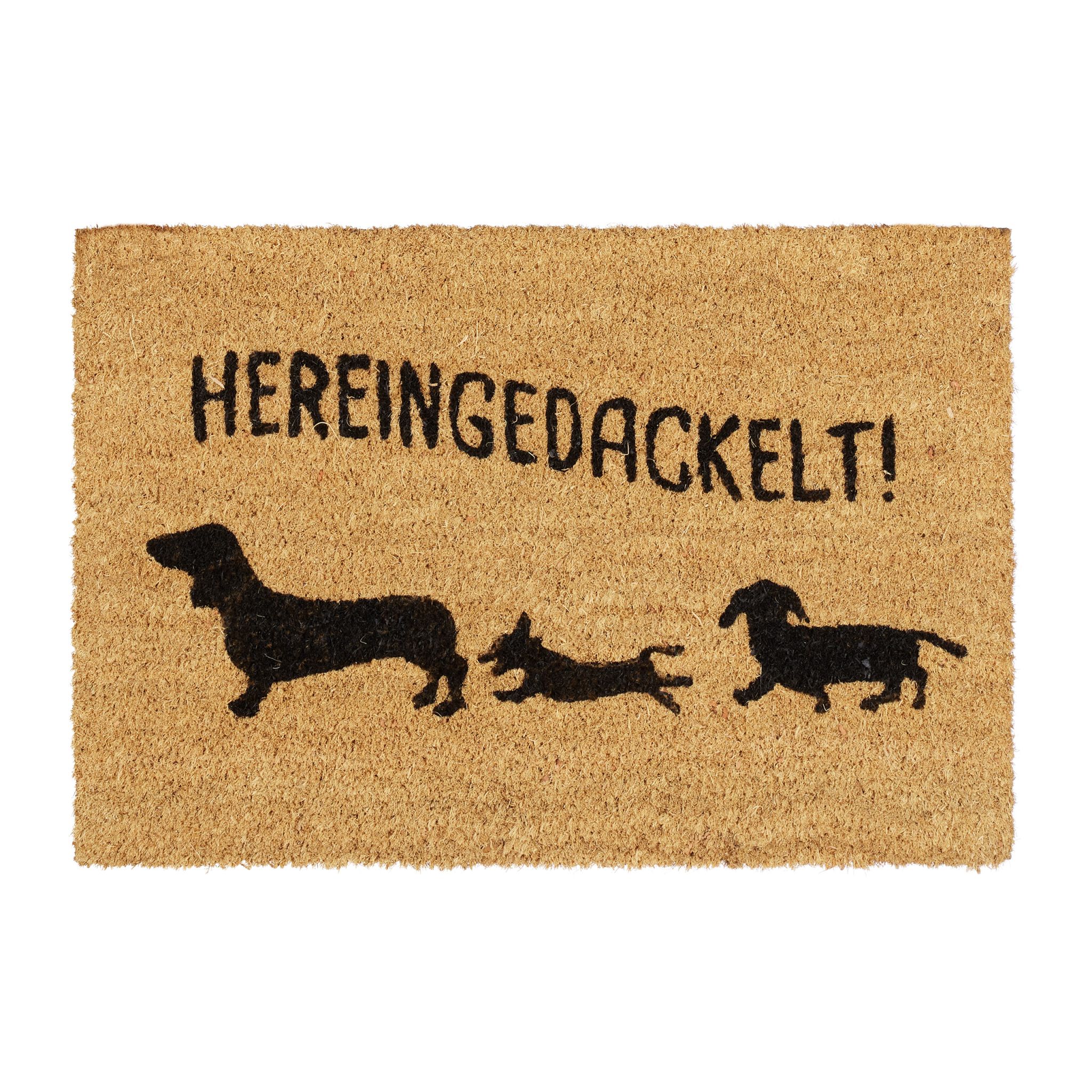 Fussmatte Kokos Hereingedackelt Hellbraun-Schwarz