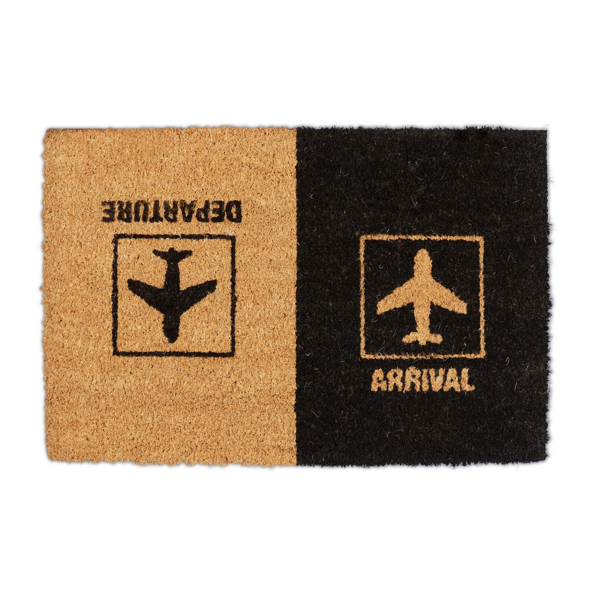 Fussmatte Kokos Arrival Departure Hellbraun-Schwarz