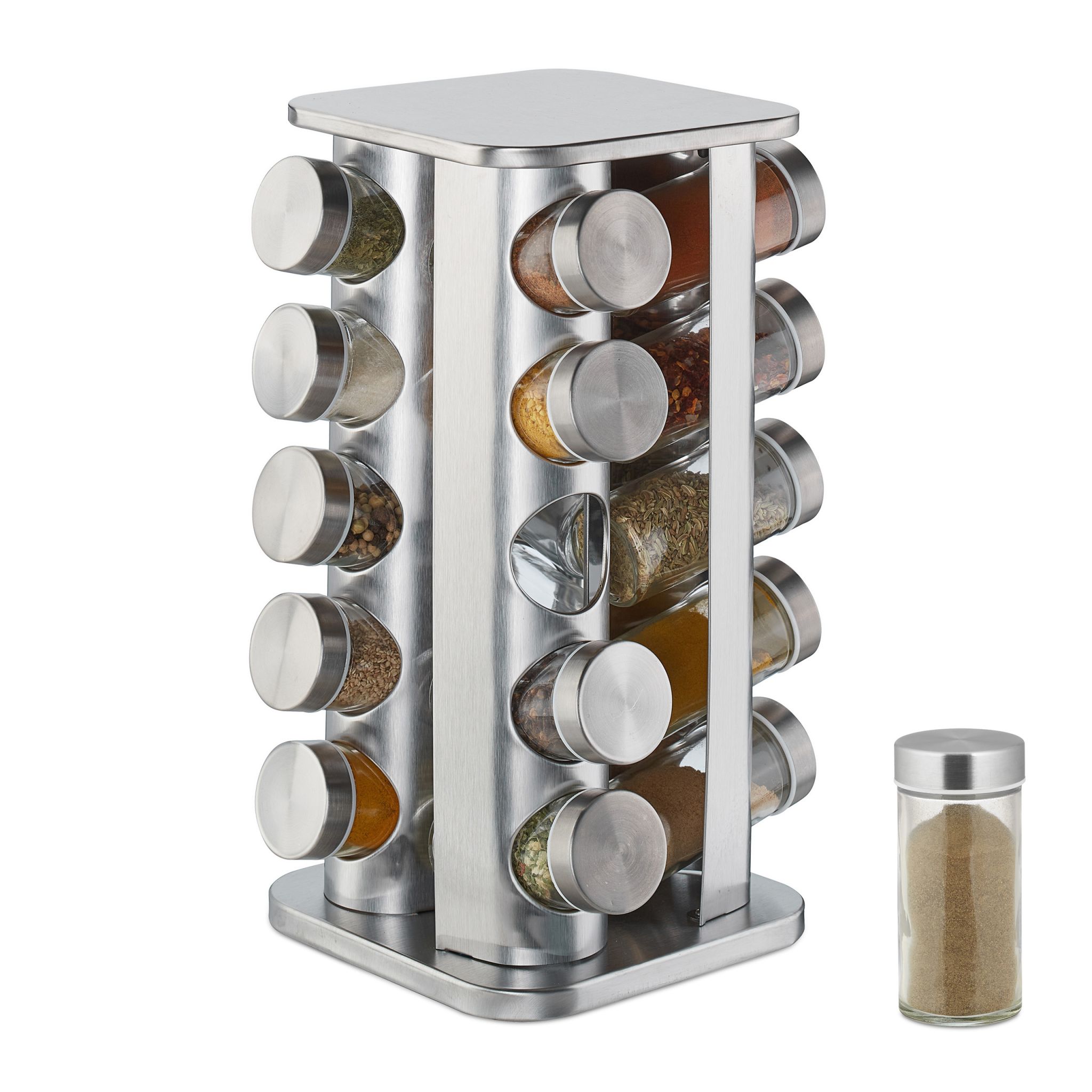 Gewürzkarussell mit 20 Gläsern Silber-Transparent