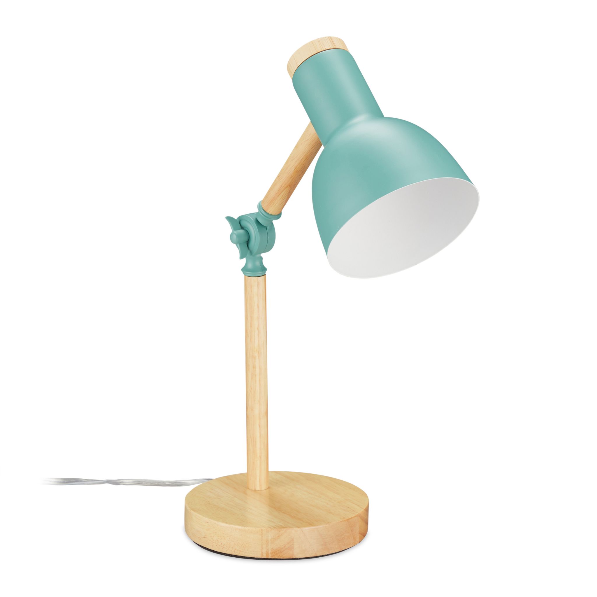 Schreibtischlampe Holz verstellbar Weiss-Grün-Hellbraun