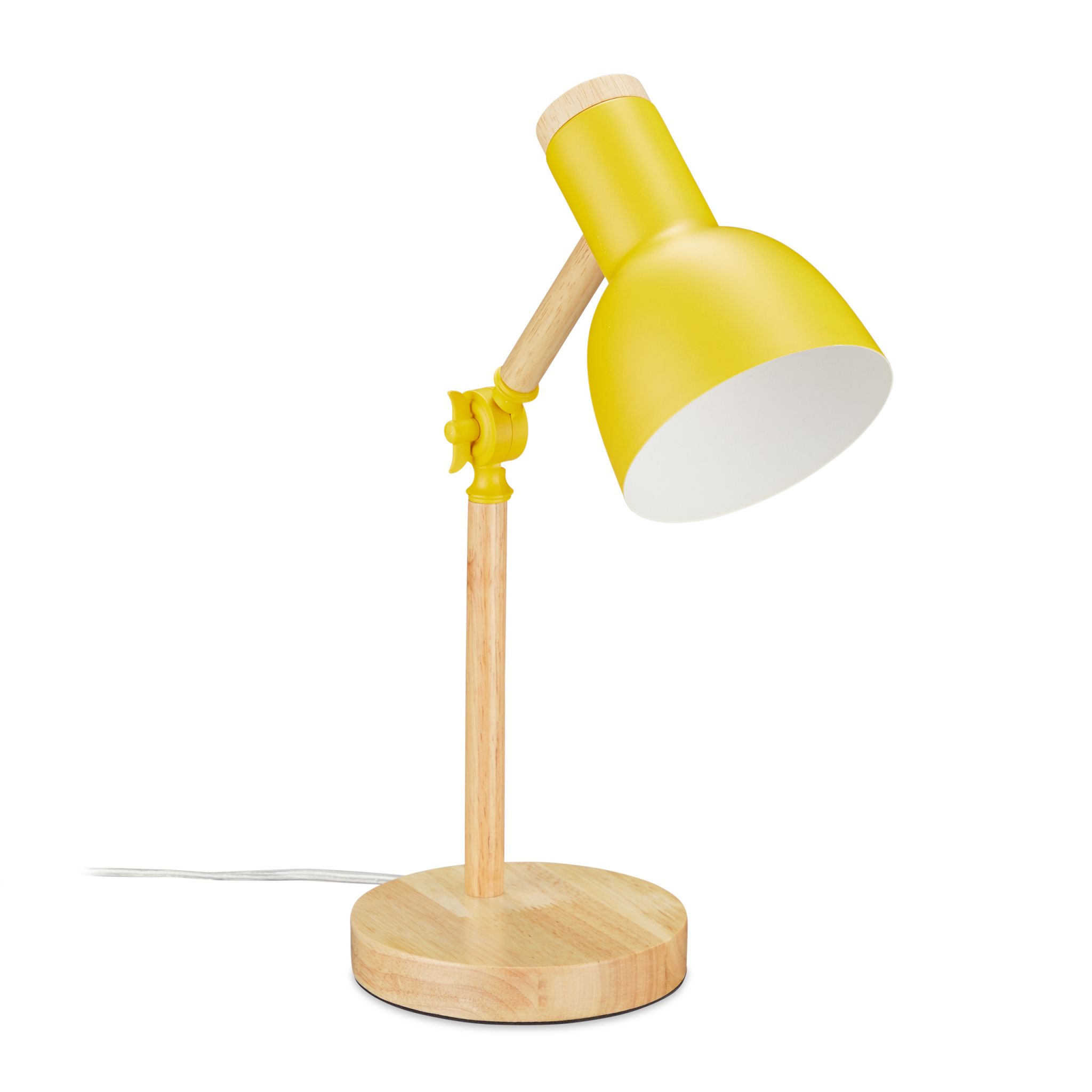 Schreibtischlampe Holz verstellbar Weiss-Gelb-Hellbraun