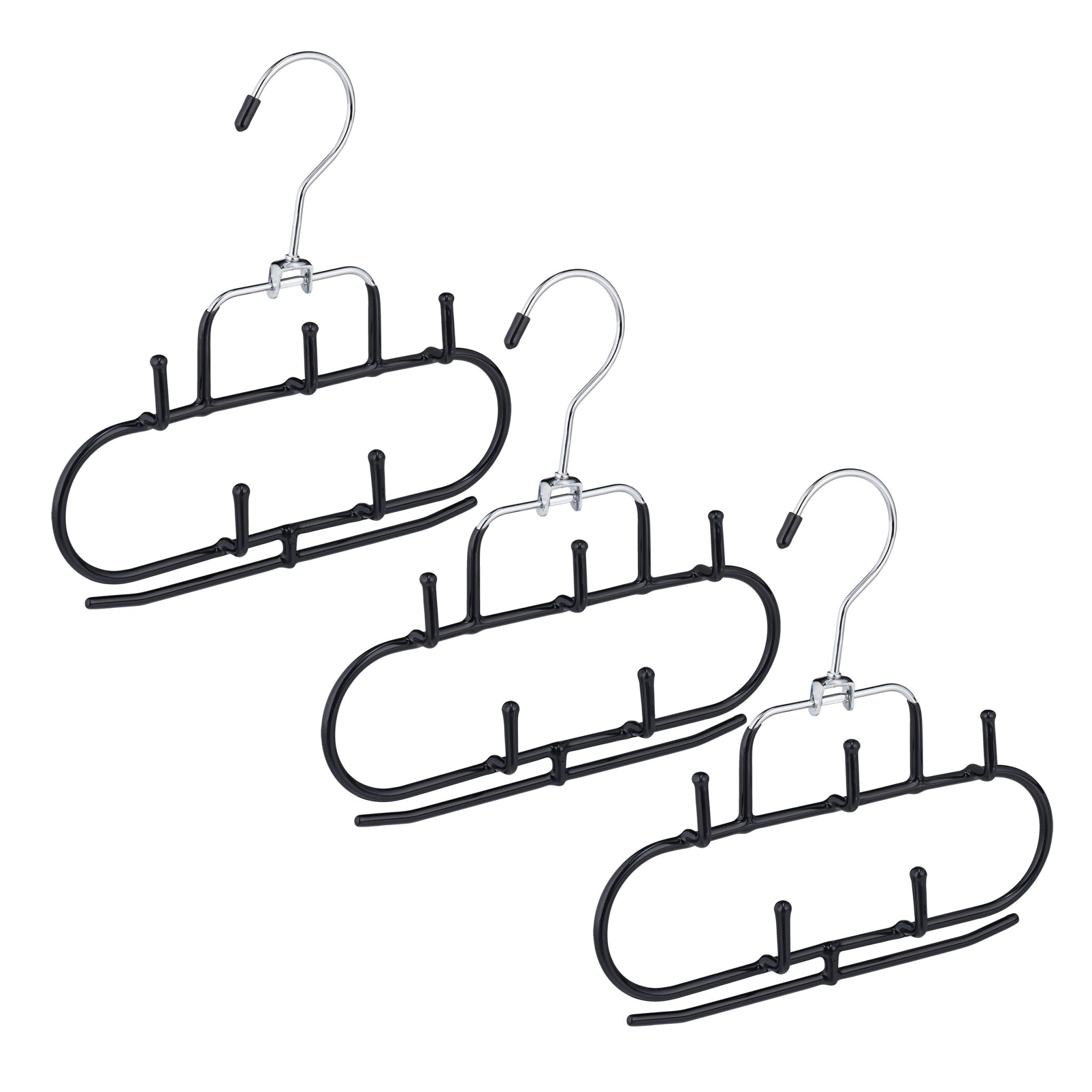 Gürtelhalter mit 5 Haken 3er-Set Schwarz-Silber