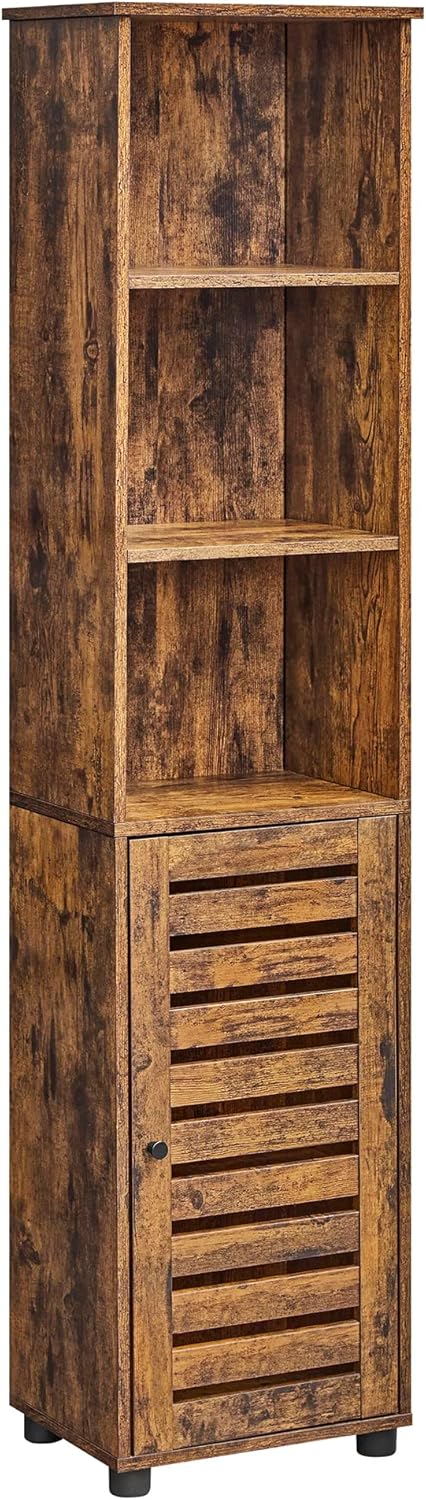 Badezimmerschrank Hoch Regal Verstellbar Vintagebraun