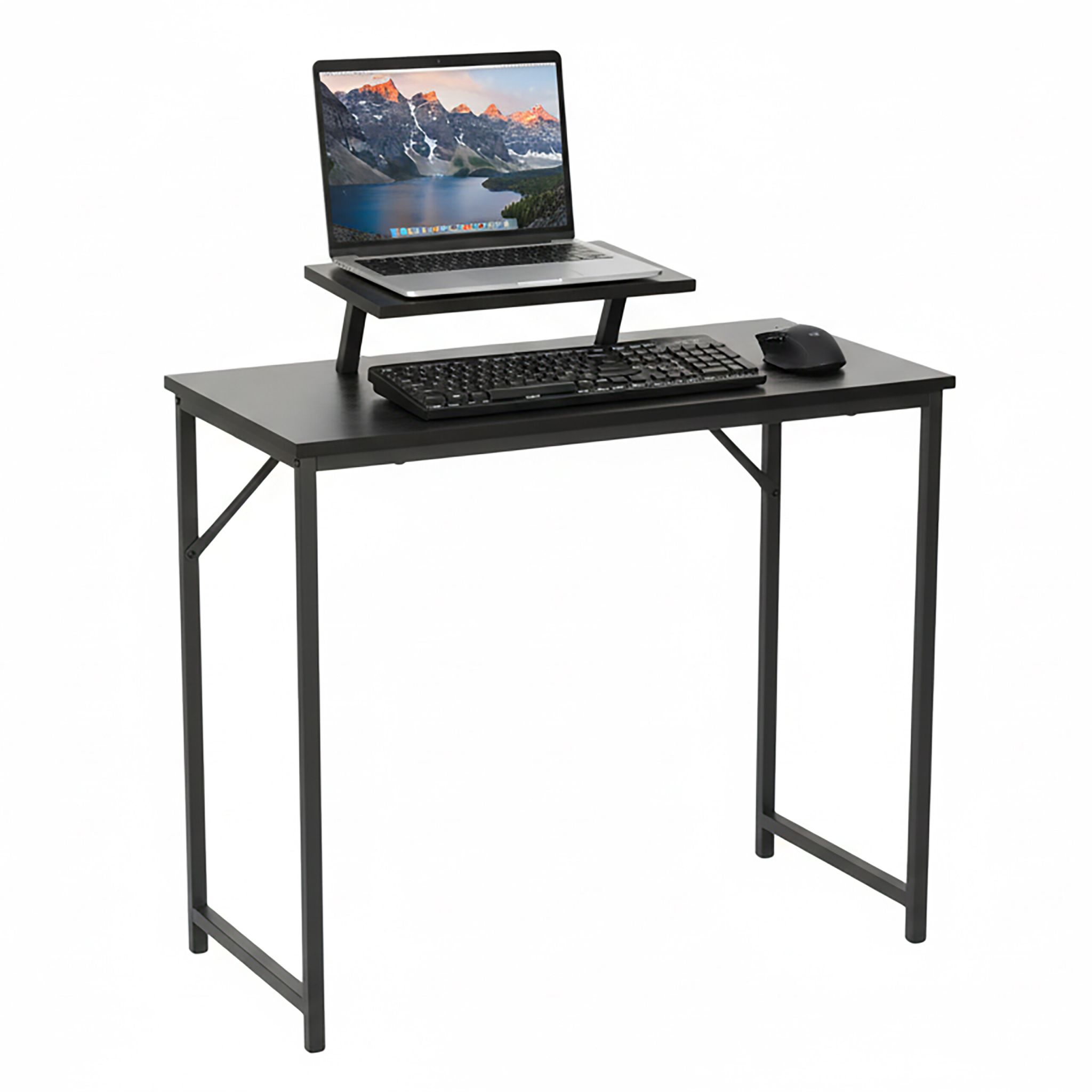 Schreibtisch mit Monitoraufsatz Schwarz