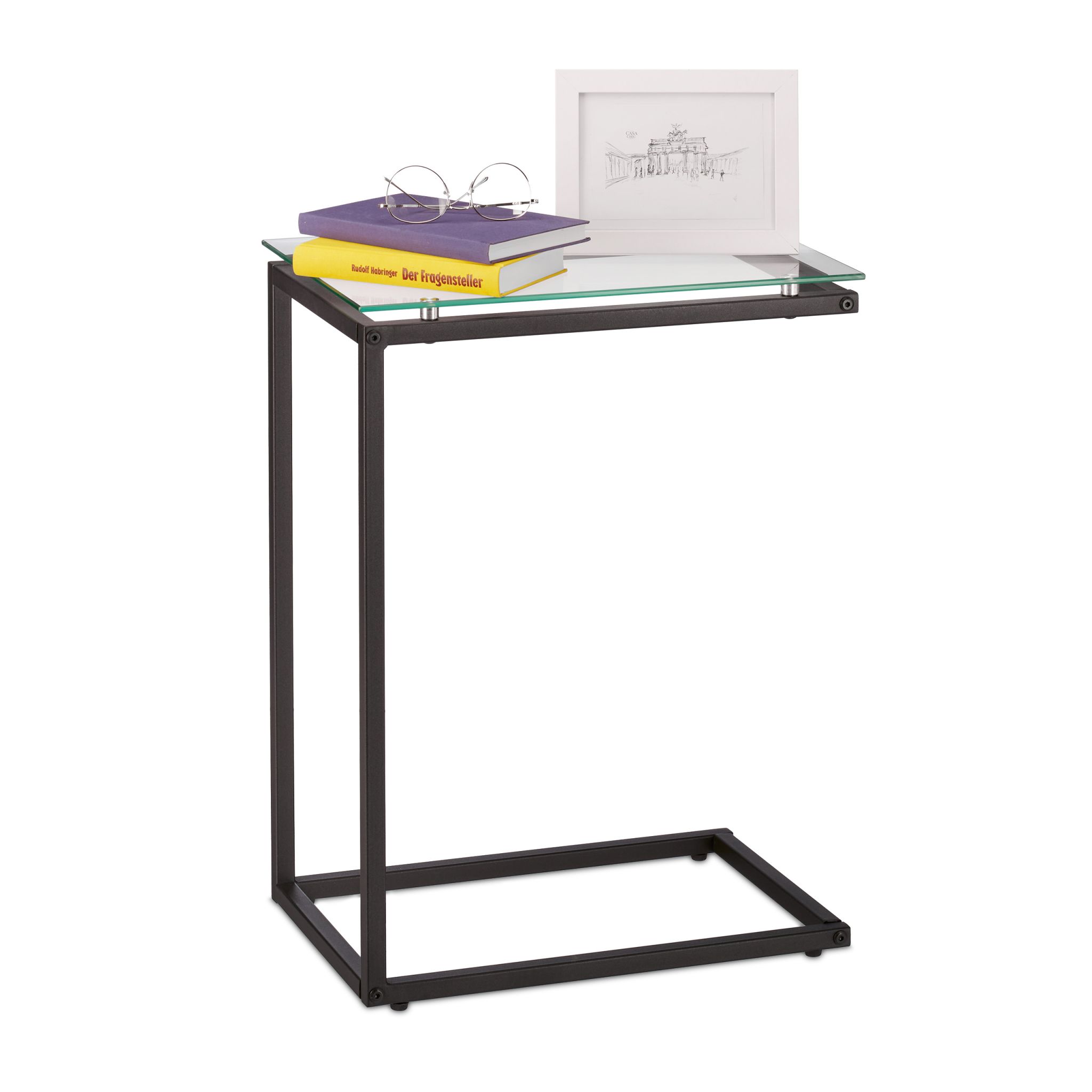Beistelltisch Materialmix u-förmig Schwarz-Transparent