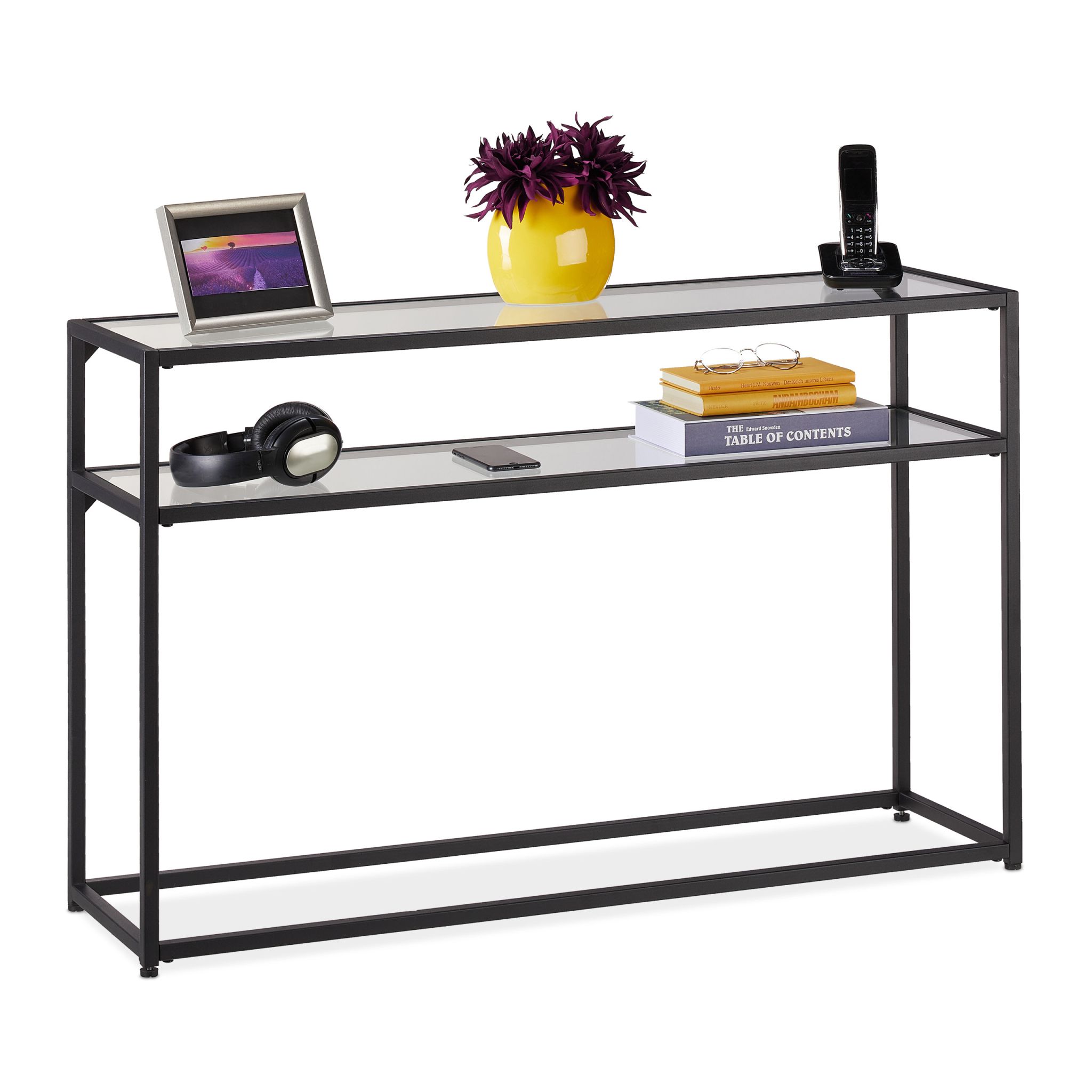 Konsolentisch mit Glasplatte Schwarz-Transparent