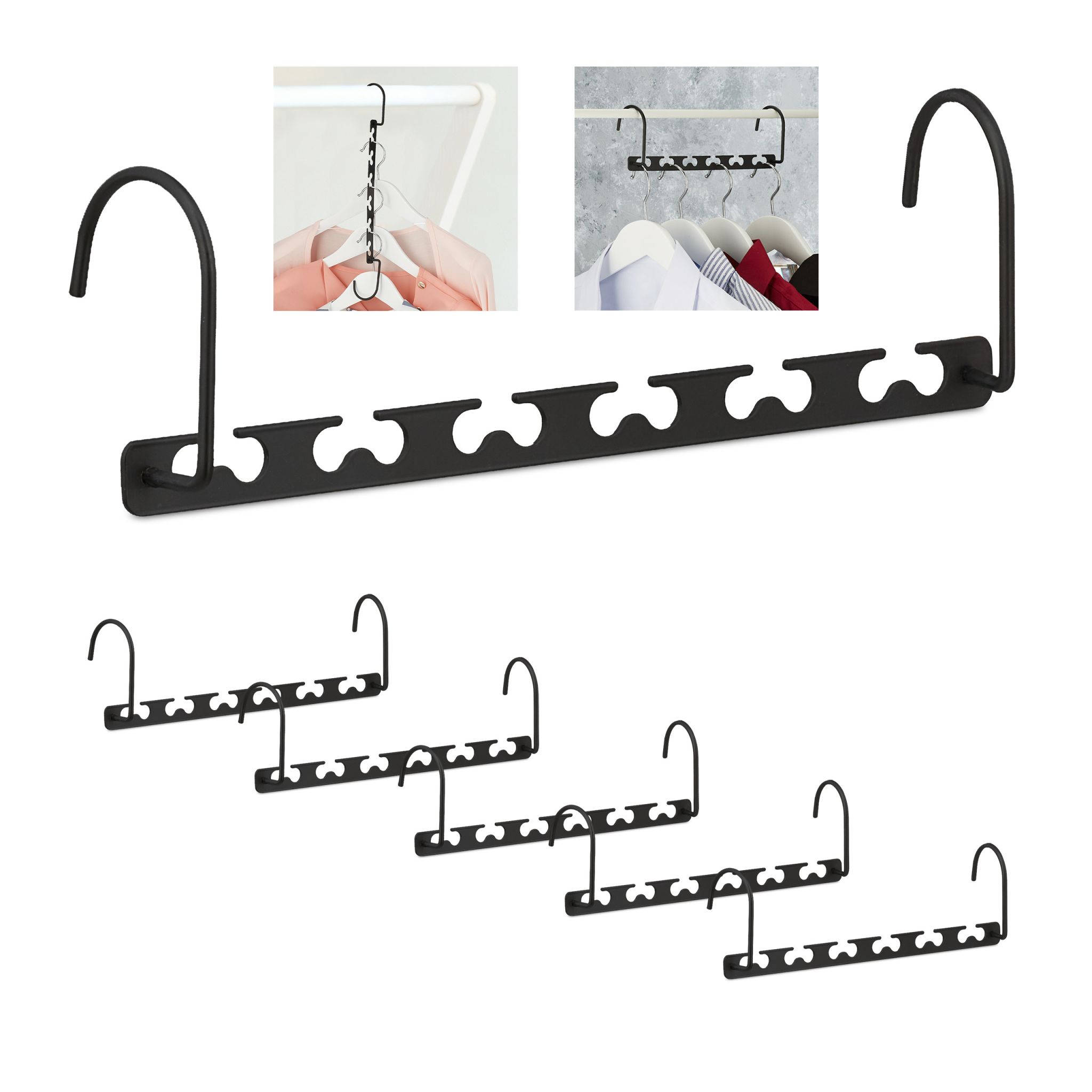 Raumsparbügel 6er-Set Schwarz