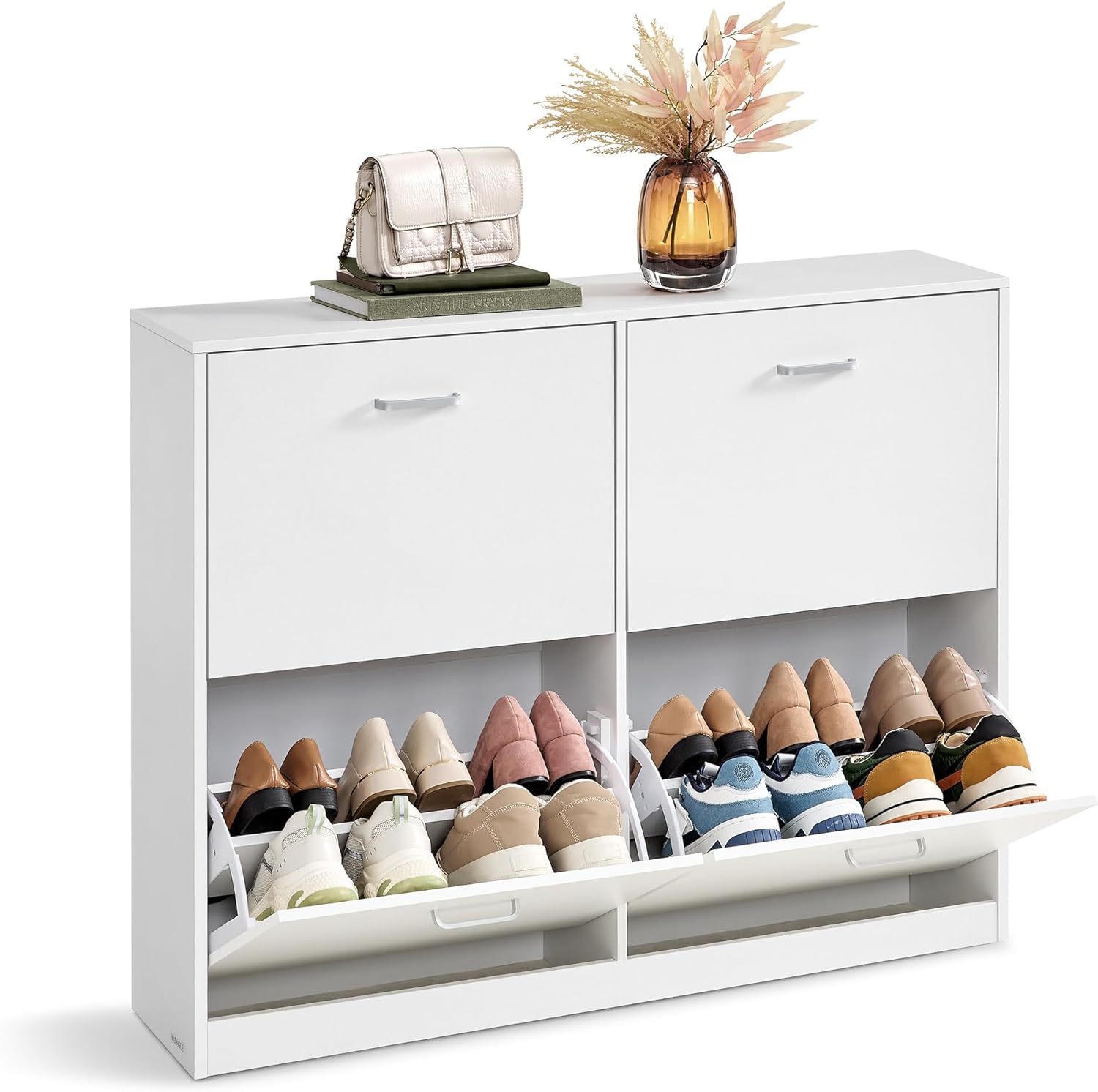 Schuhschrank Klappen Verstellbar Schuhregal Schneeweiss