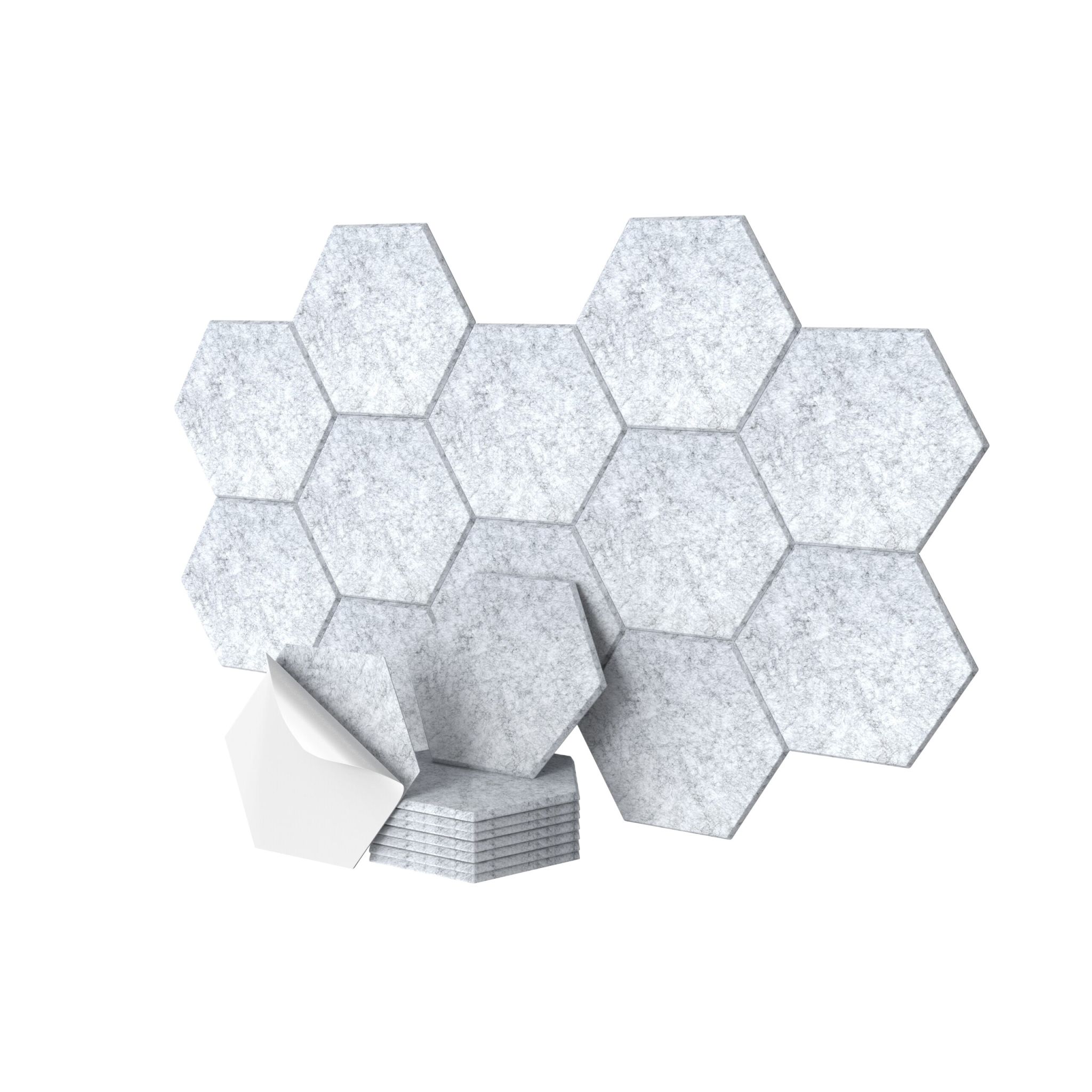 Hexagon Akustikplatten 18er-Set selbstklebend Grau
