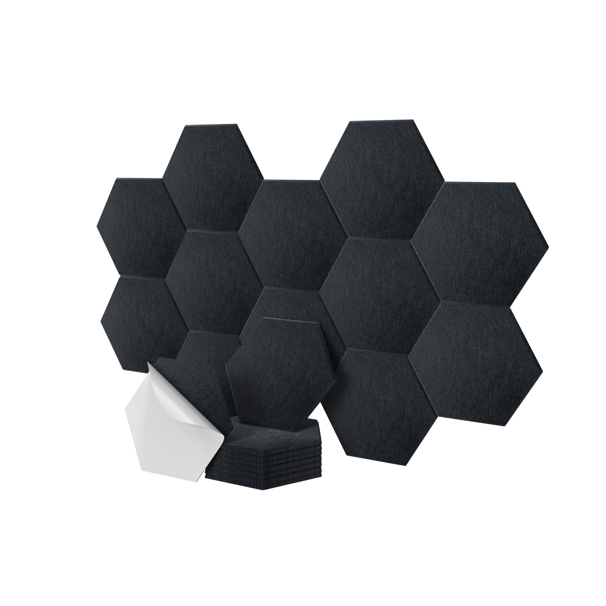 Hexagon Akustikplatten 18er-Set selbstklebend Schwarz