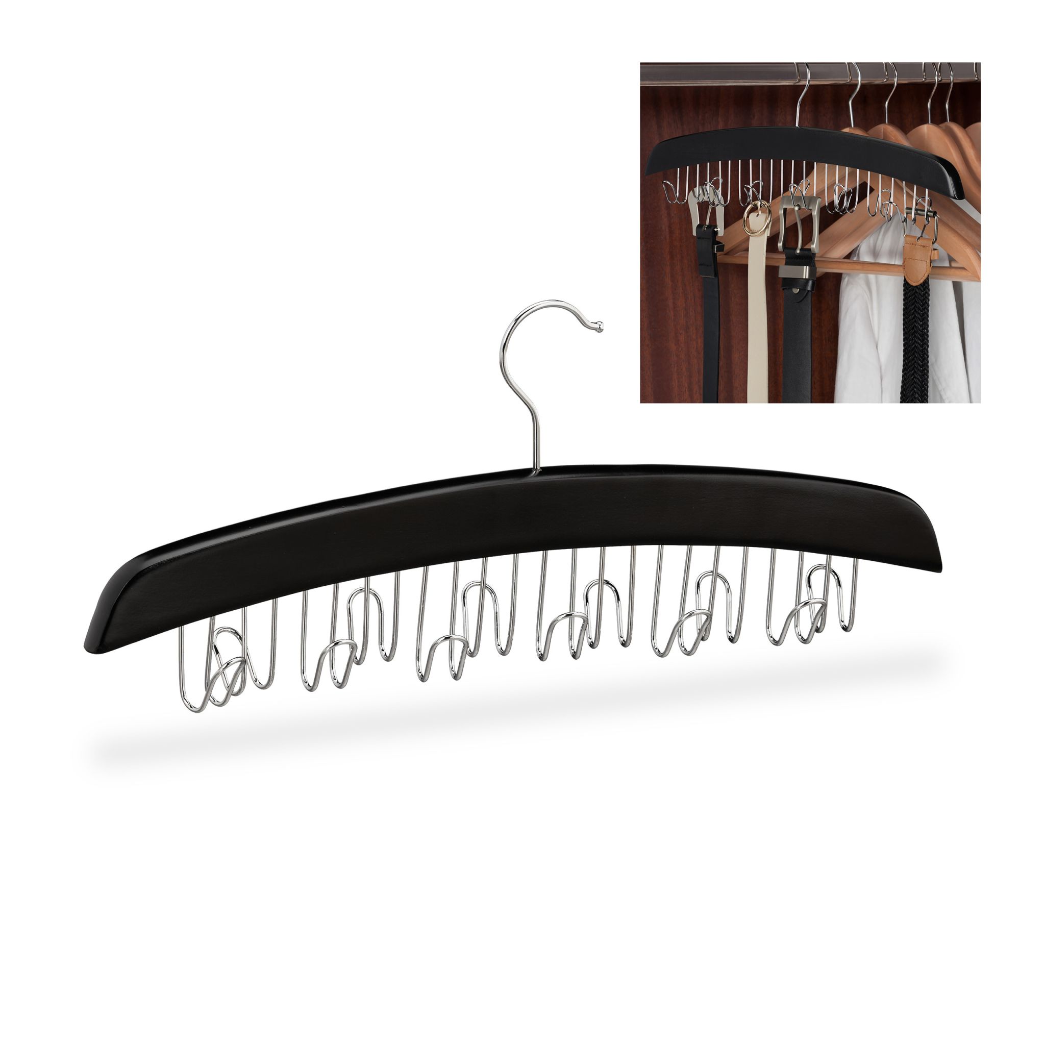 Gürtelhalter Holz Schwarz-Silber