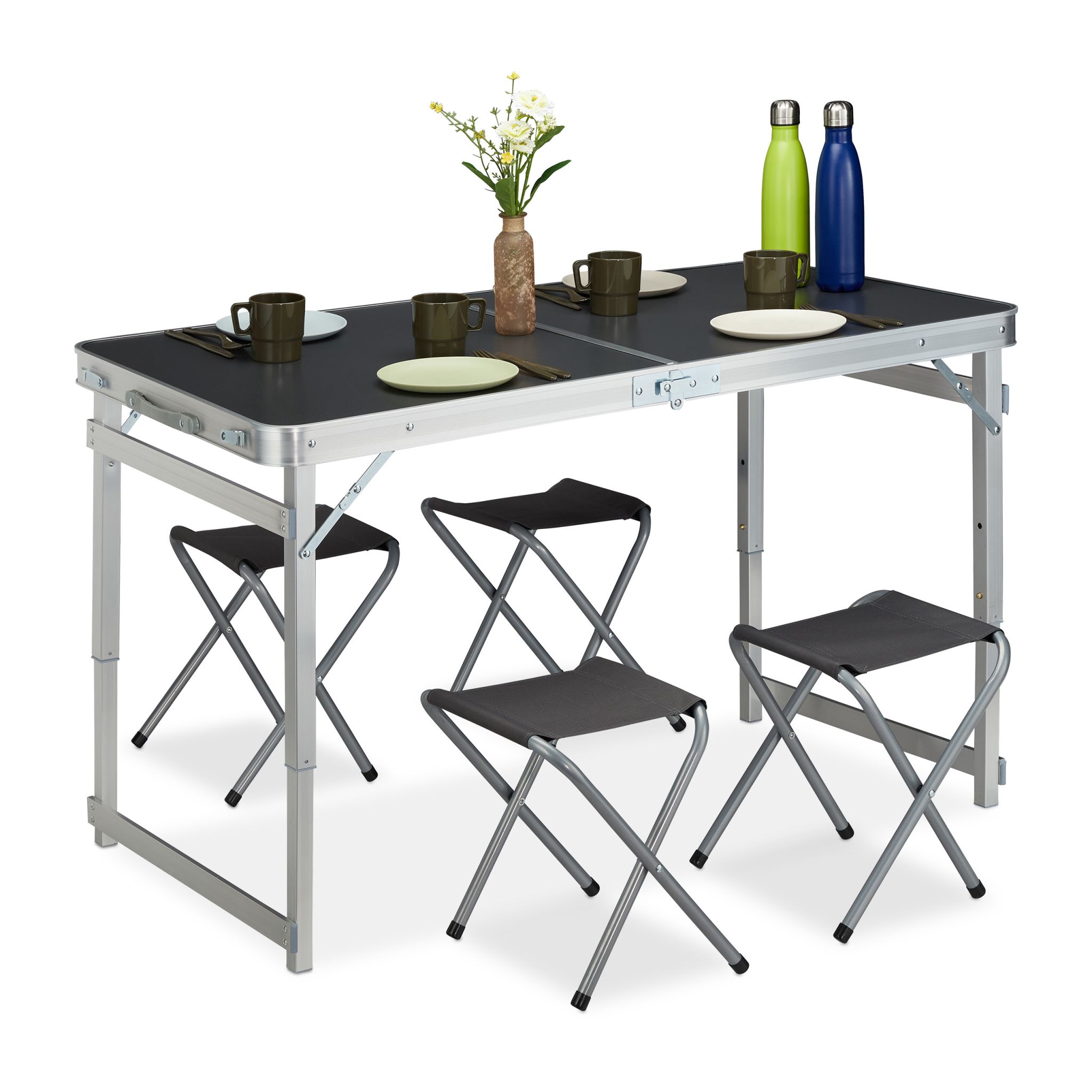 Campingtisch Set Silber-Grau