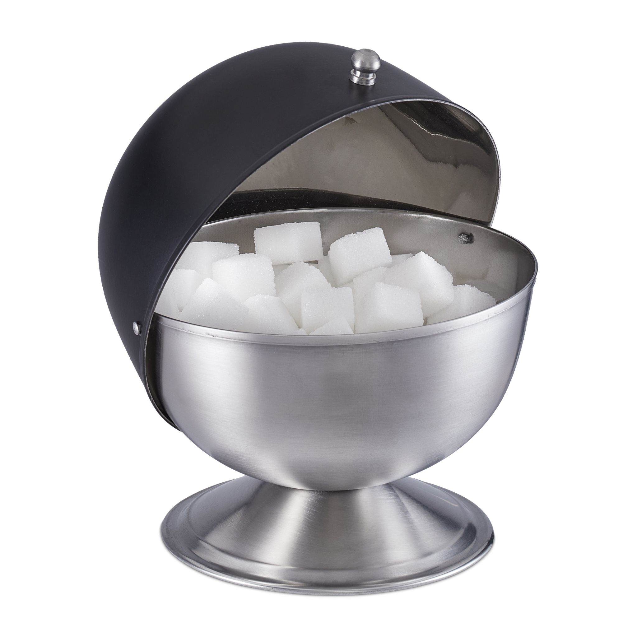 Zuckerdose Edelstahl Schwarz-Silber