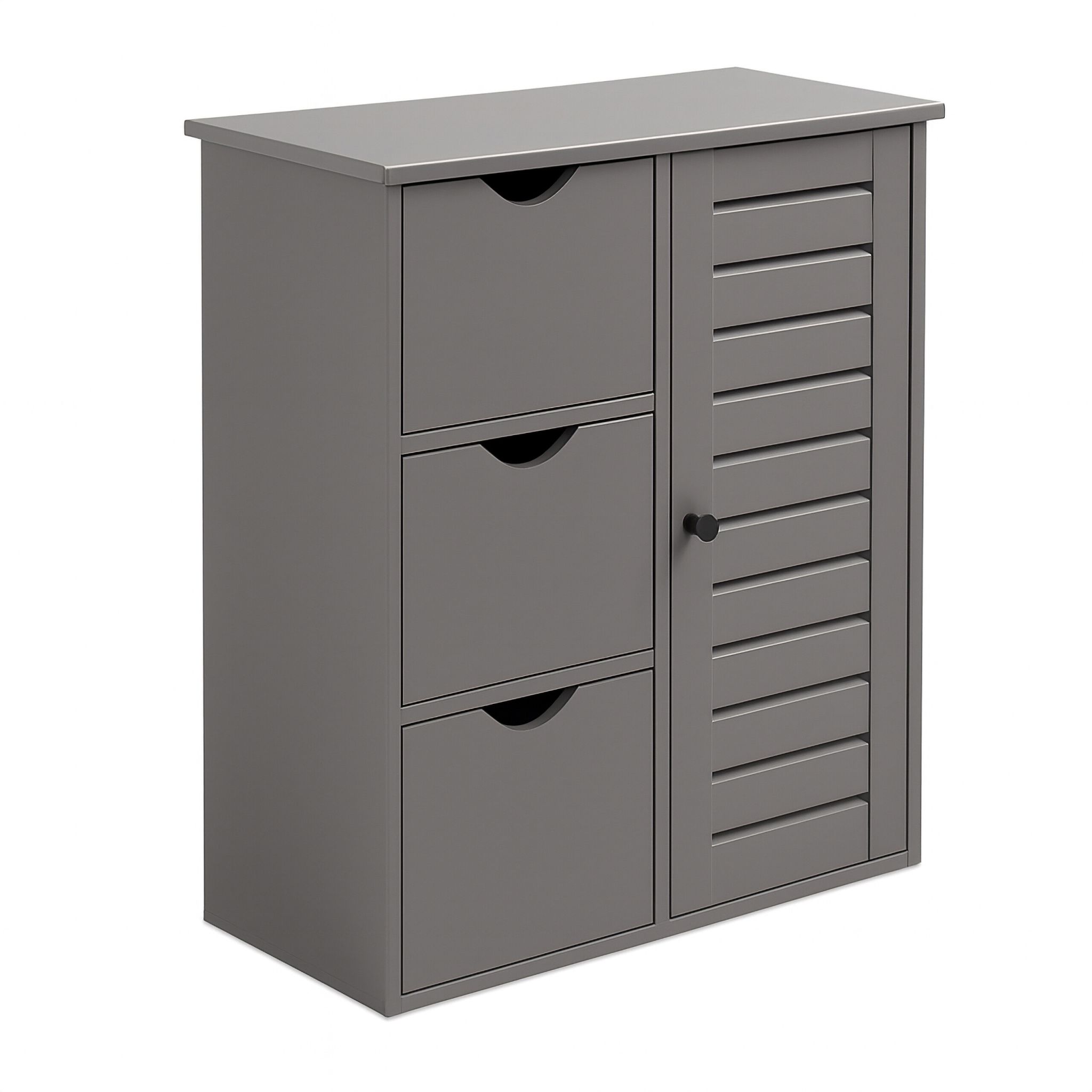 Badezimmerschrank mit 3 Schubladen Silber-Grau