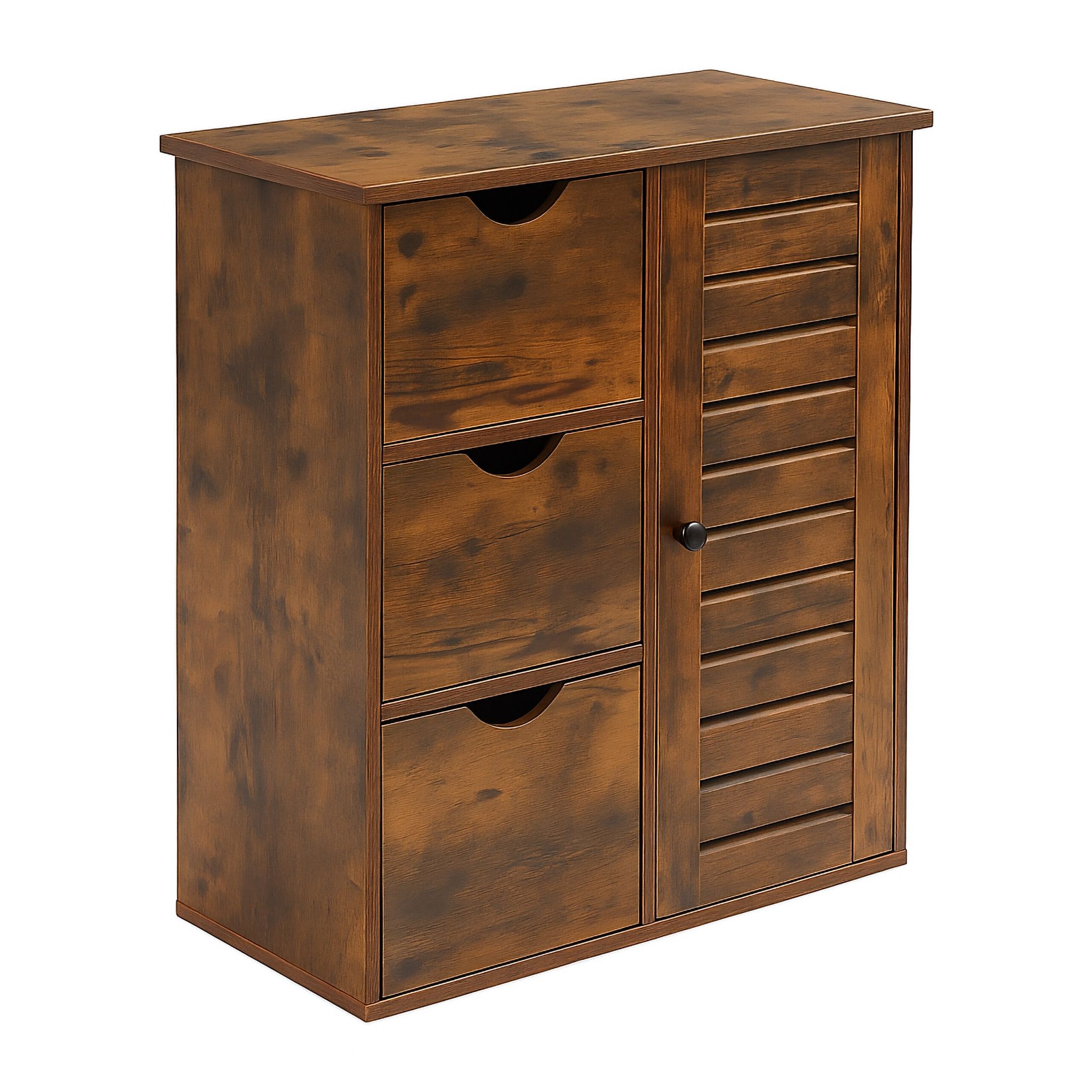 Badezimmerschrank mit 3 Schubladen Braun-Schwarz