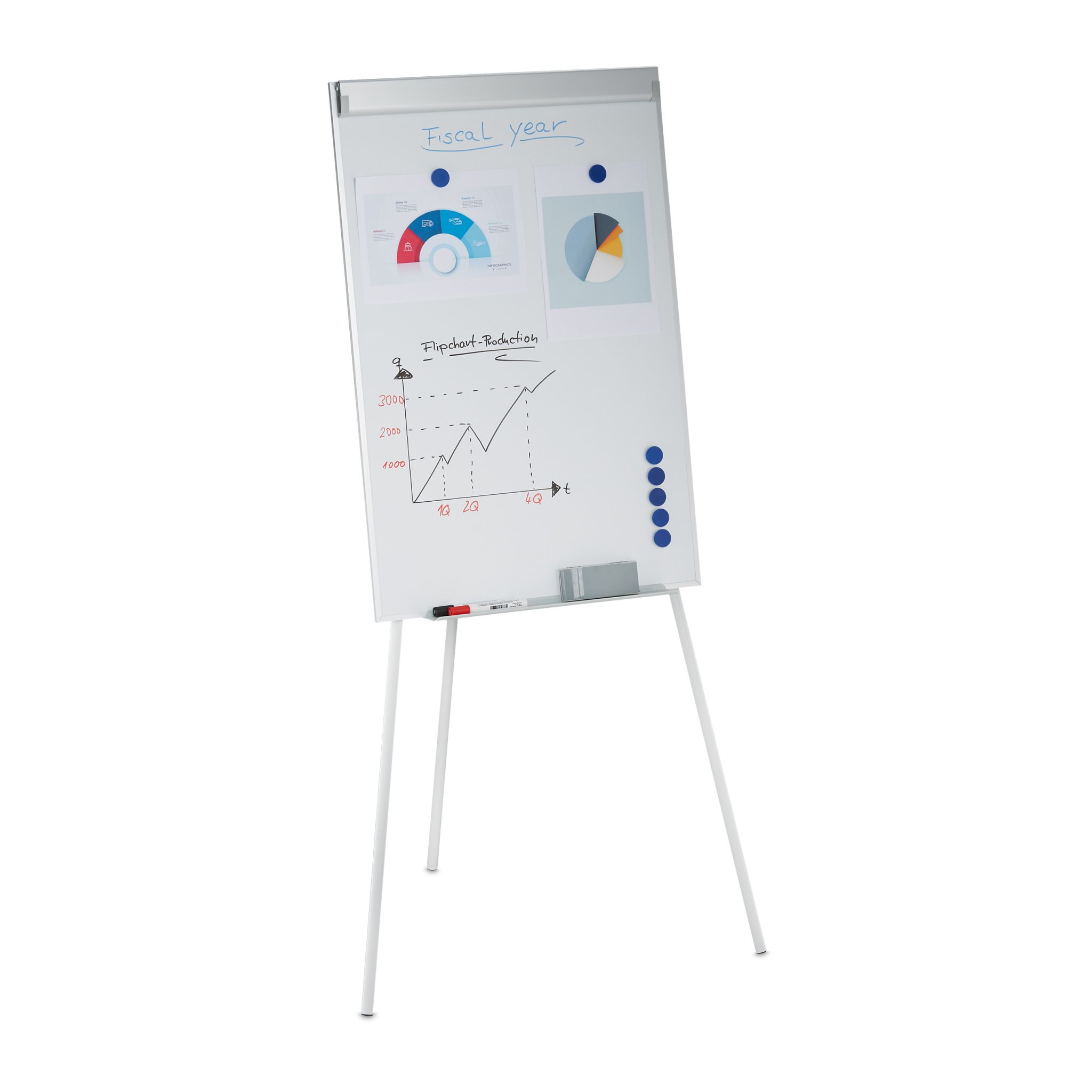 Flipchart Whiteboard Weiss-Silber
