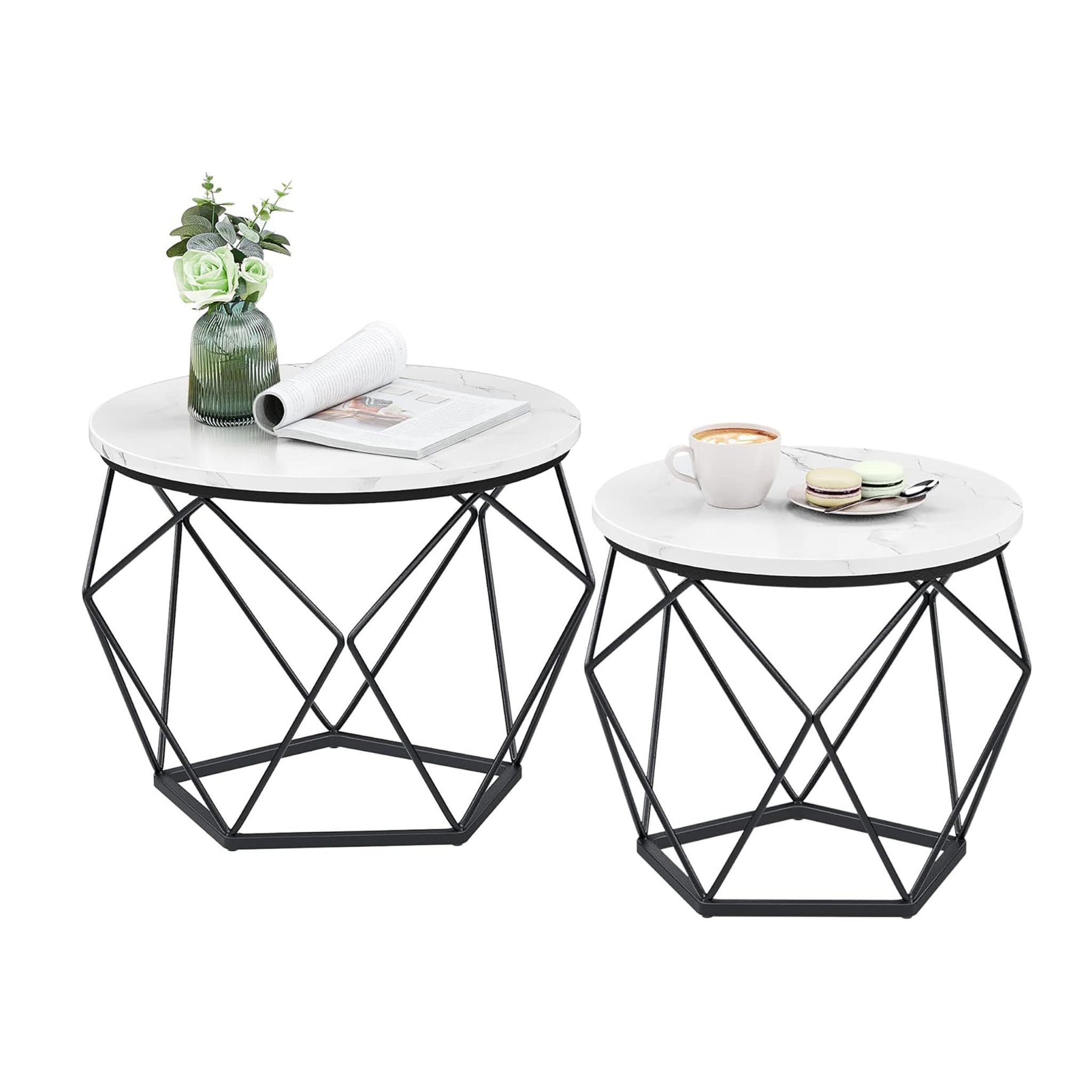 Couchtisch 2er-Set Weiss-Schwarz