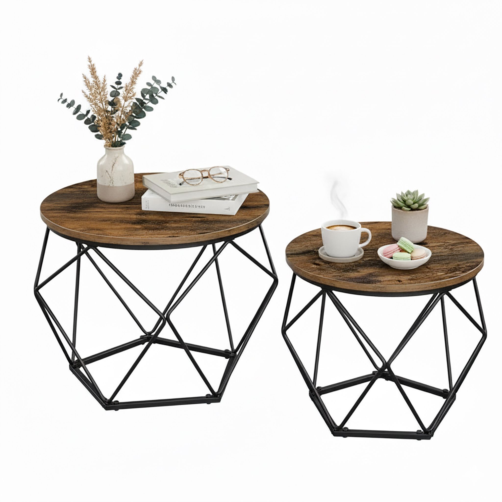 Couchtisch 2er-Set Braun-Schwarz