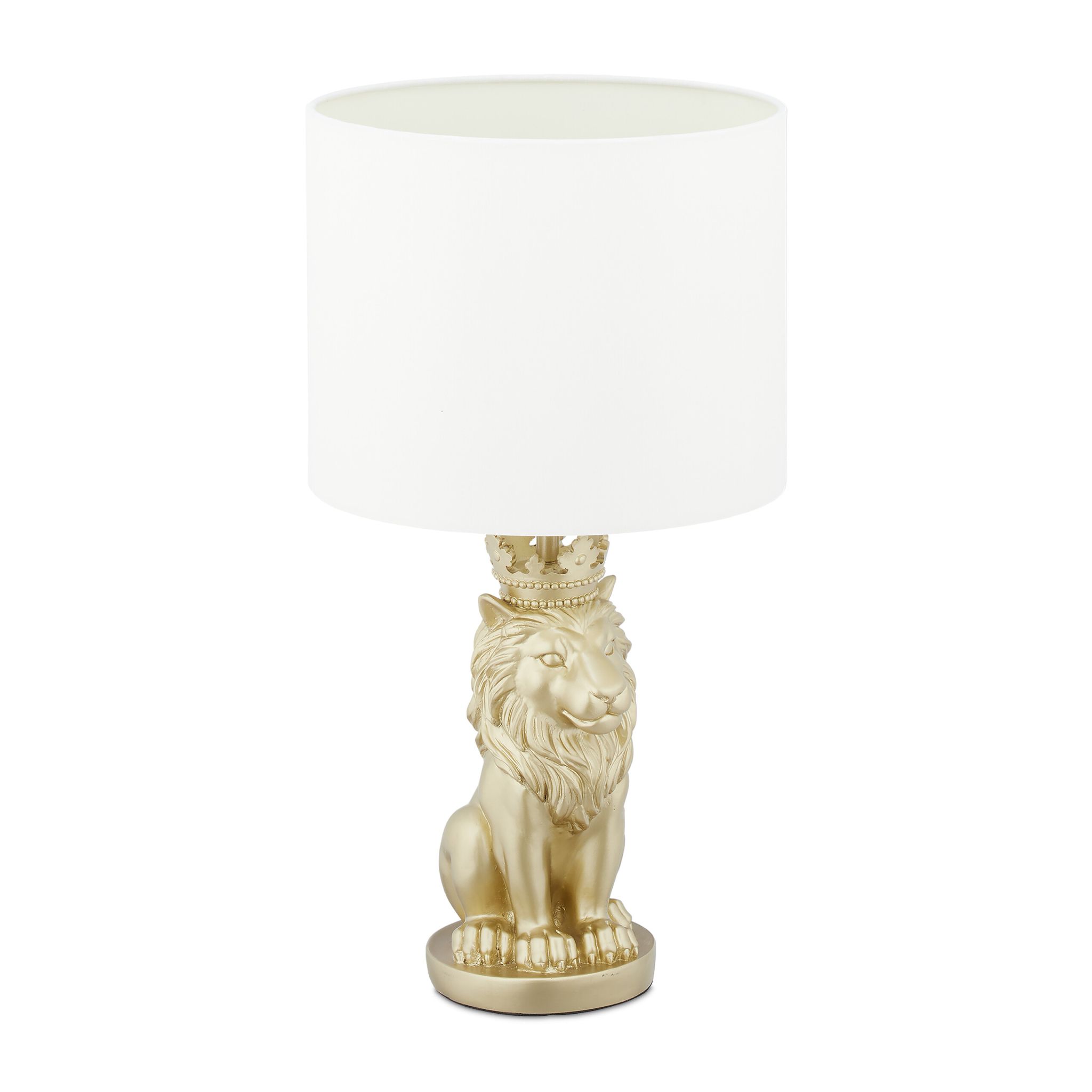 Tischlampe Löwe Weiss-Gold