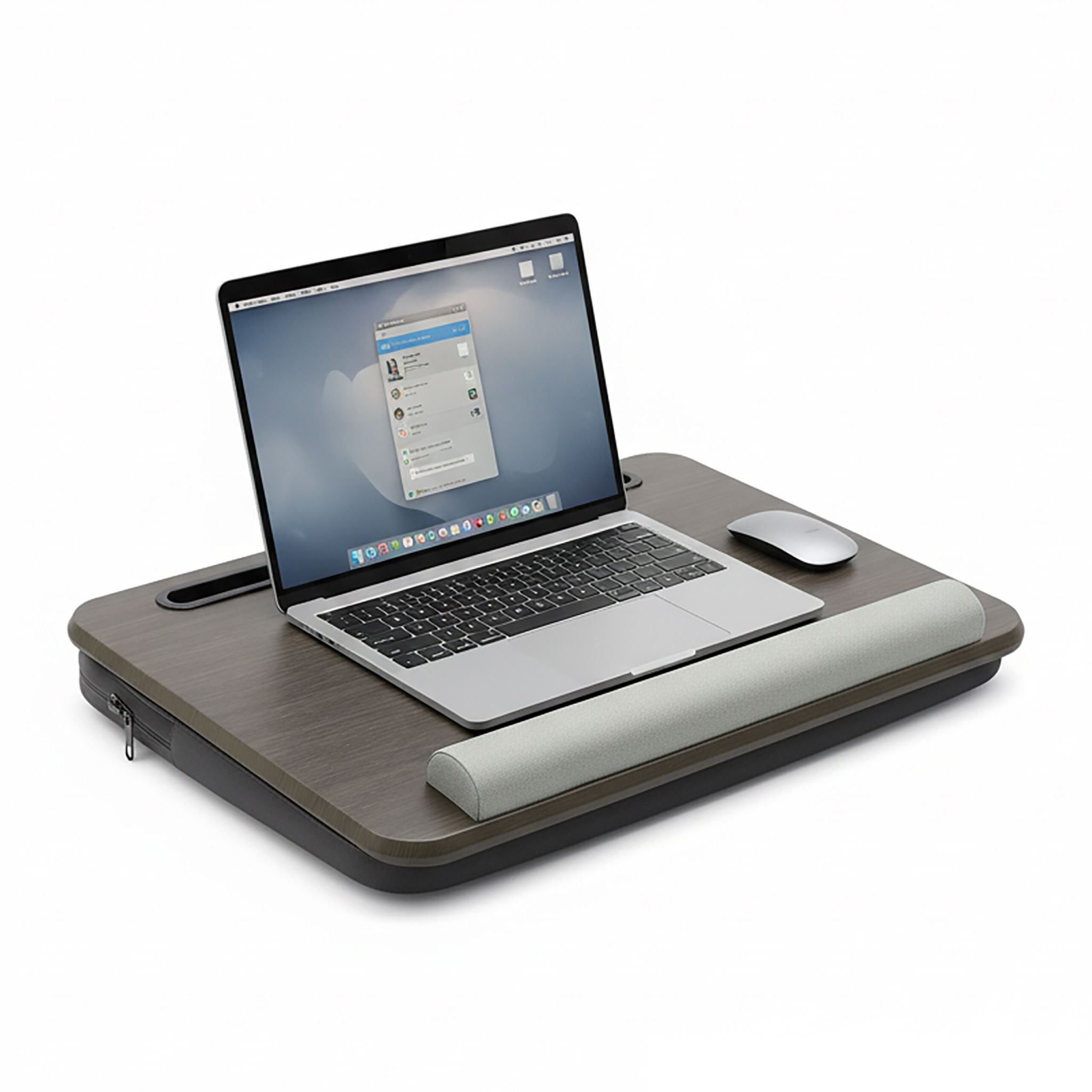 Laptopkissen mit Tasche Braun-Grau