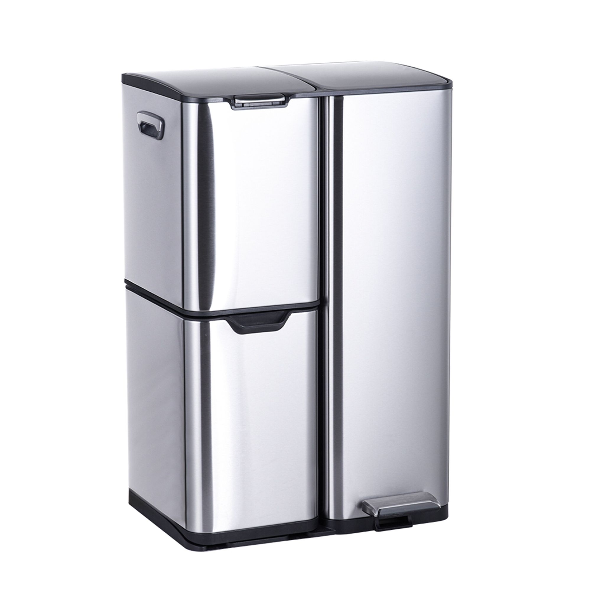 Mülleimer 3 Fächer 60L Silber