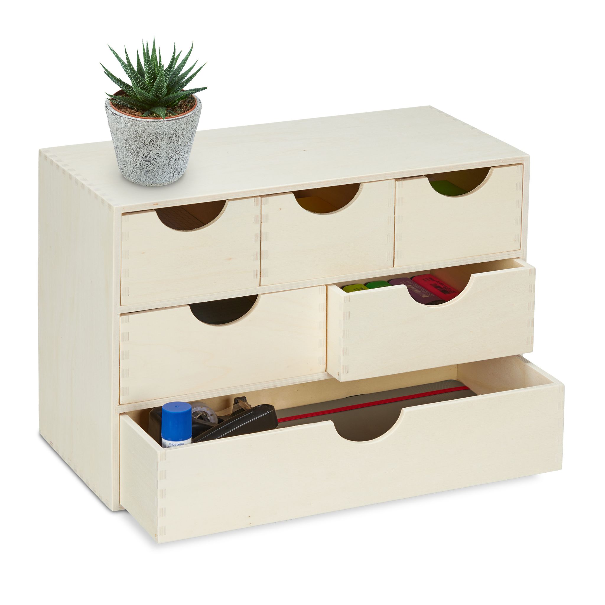 Schubladenbox Holz Creme