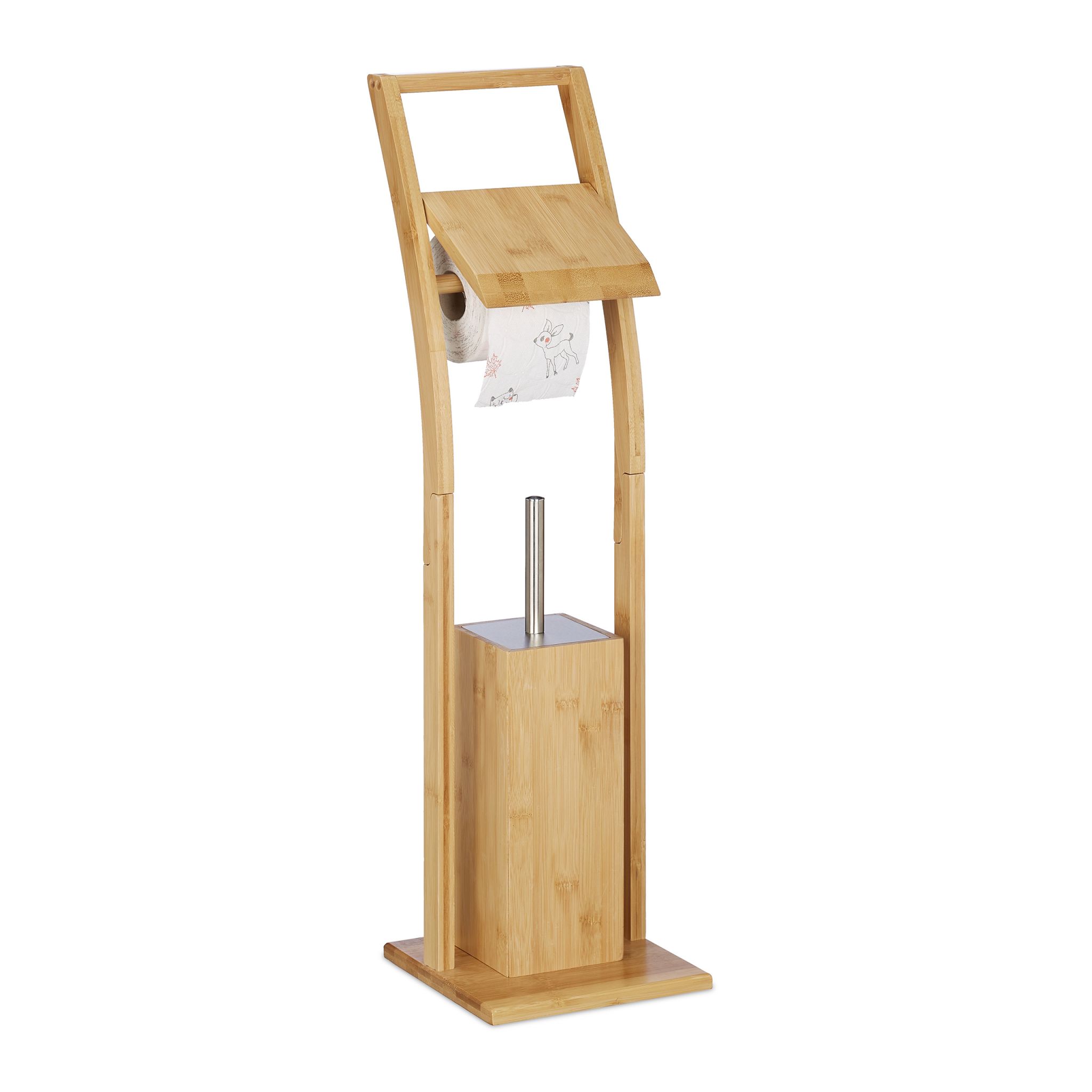 WC Garnitur Bambus Weiss-Hellbraun-Silber