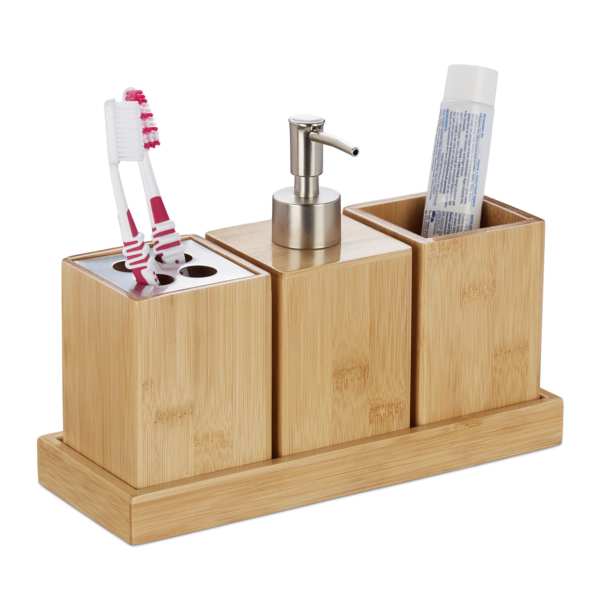 Badaccessoires Set Hellbraun-Silber