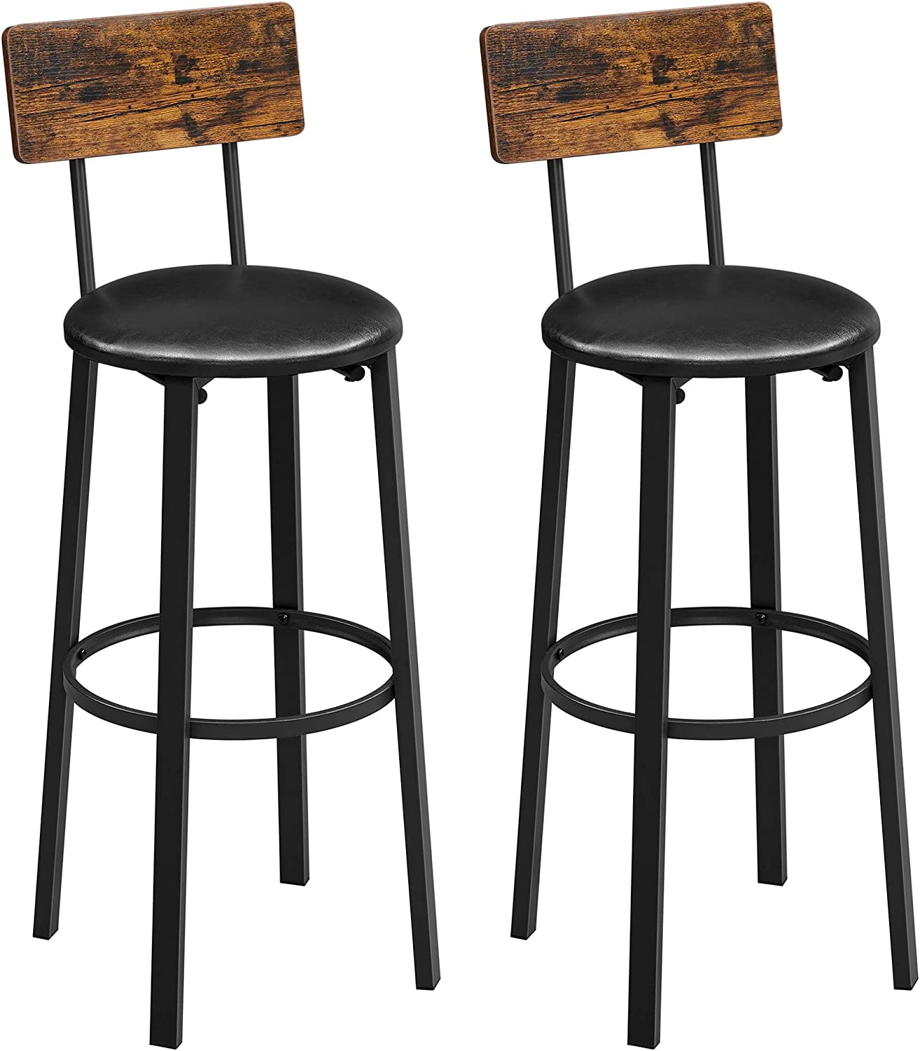 Barhocker-Set 2er Vintage-Braun PU-Leder