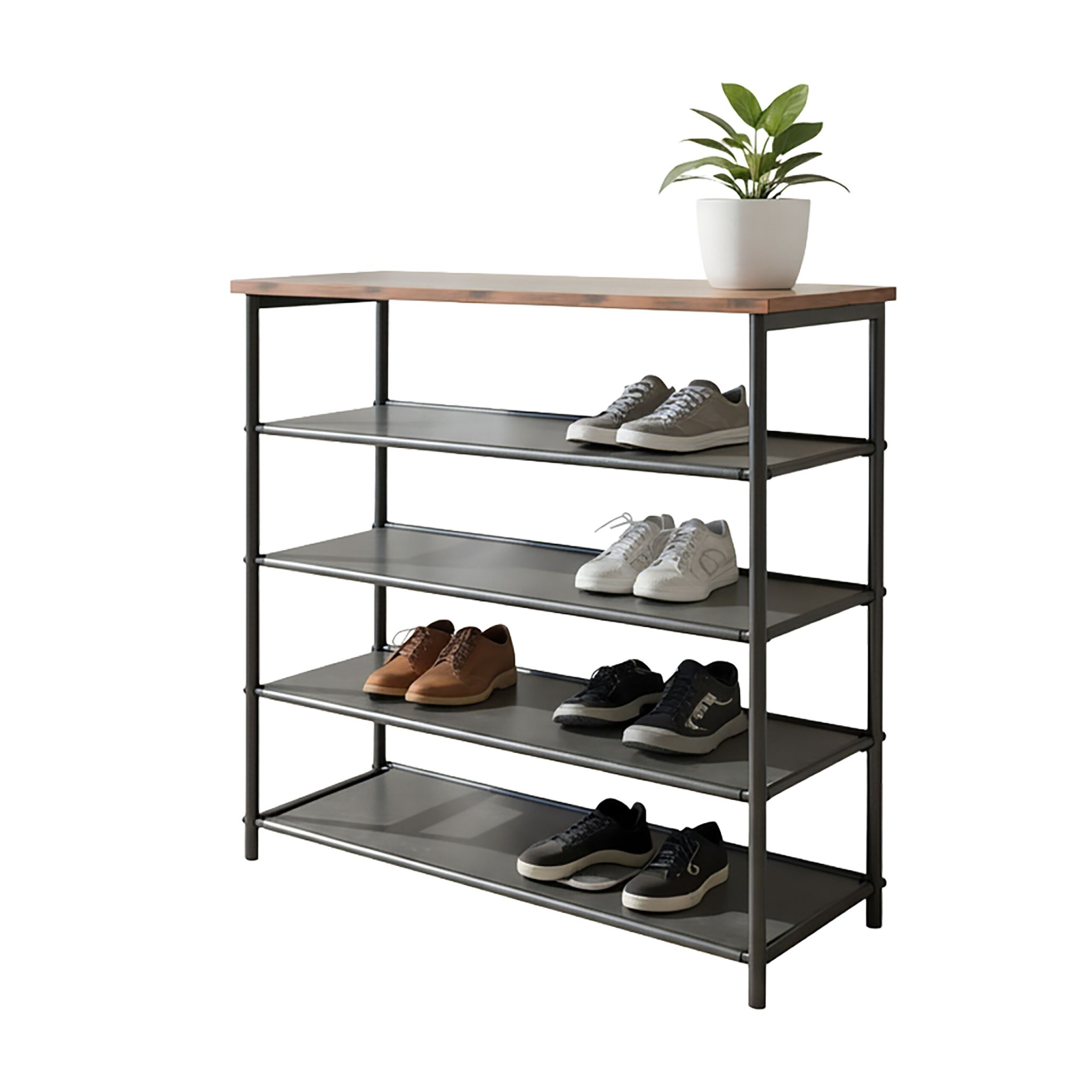 Schuhregal mit Ablage Braun-Schwarz