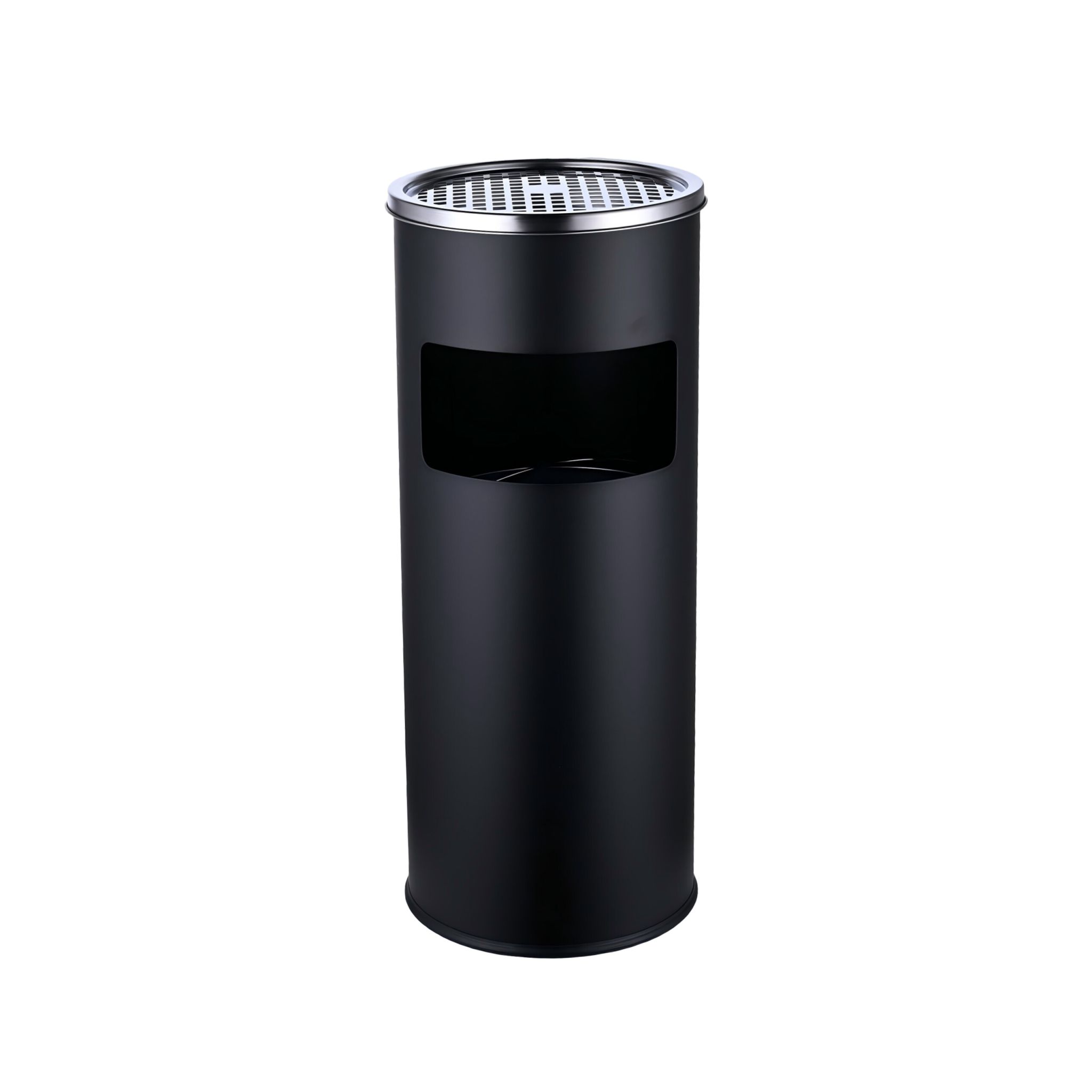 Standaschenbecher mit Inneneimer 17L Schwarz-Silber
