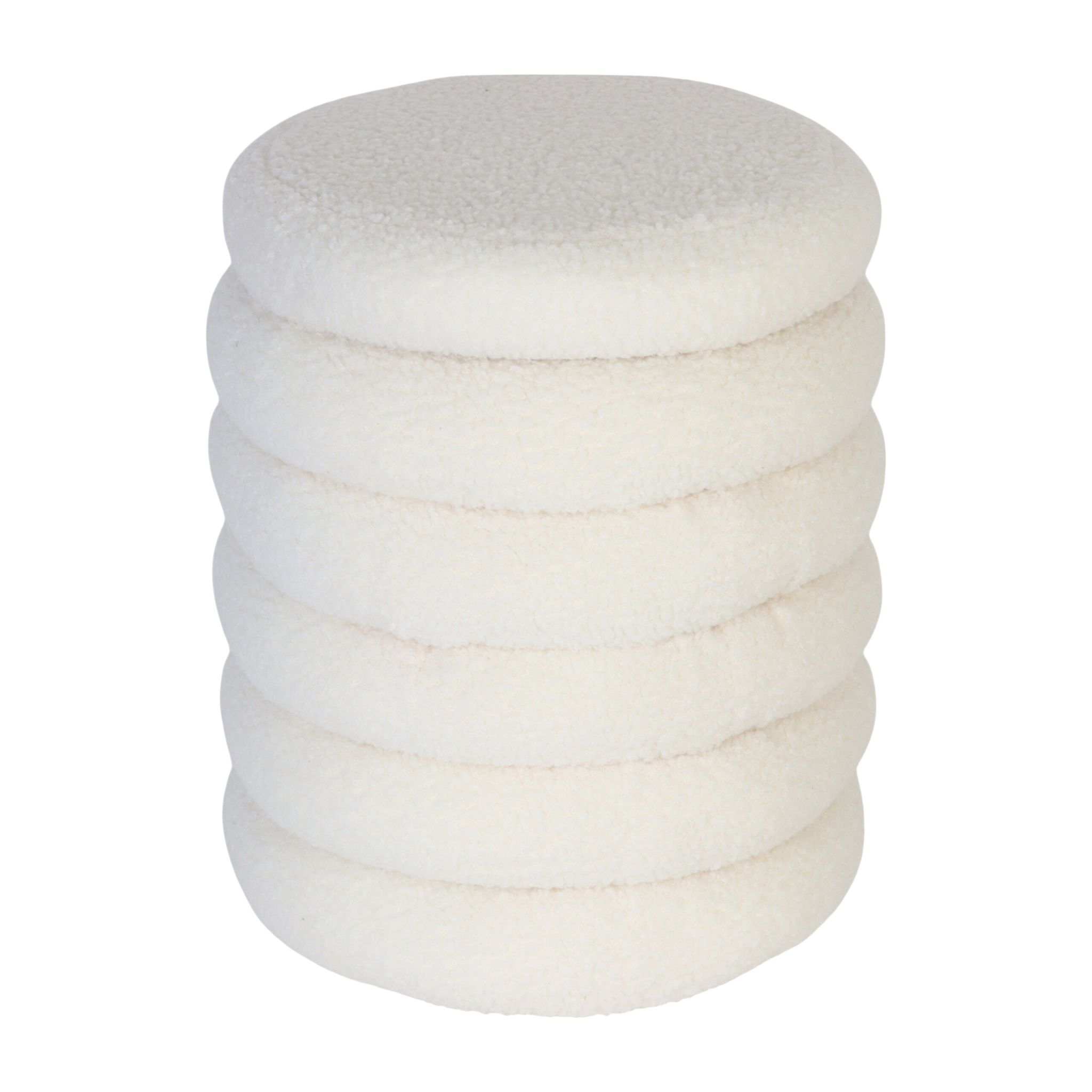Hocker mit Stauraum Teddystoff Weiss