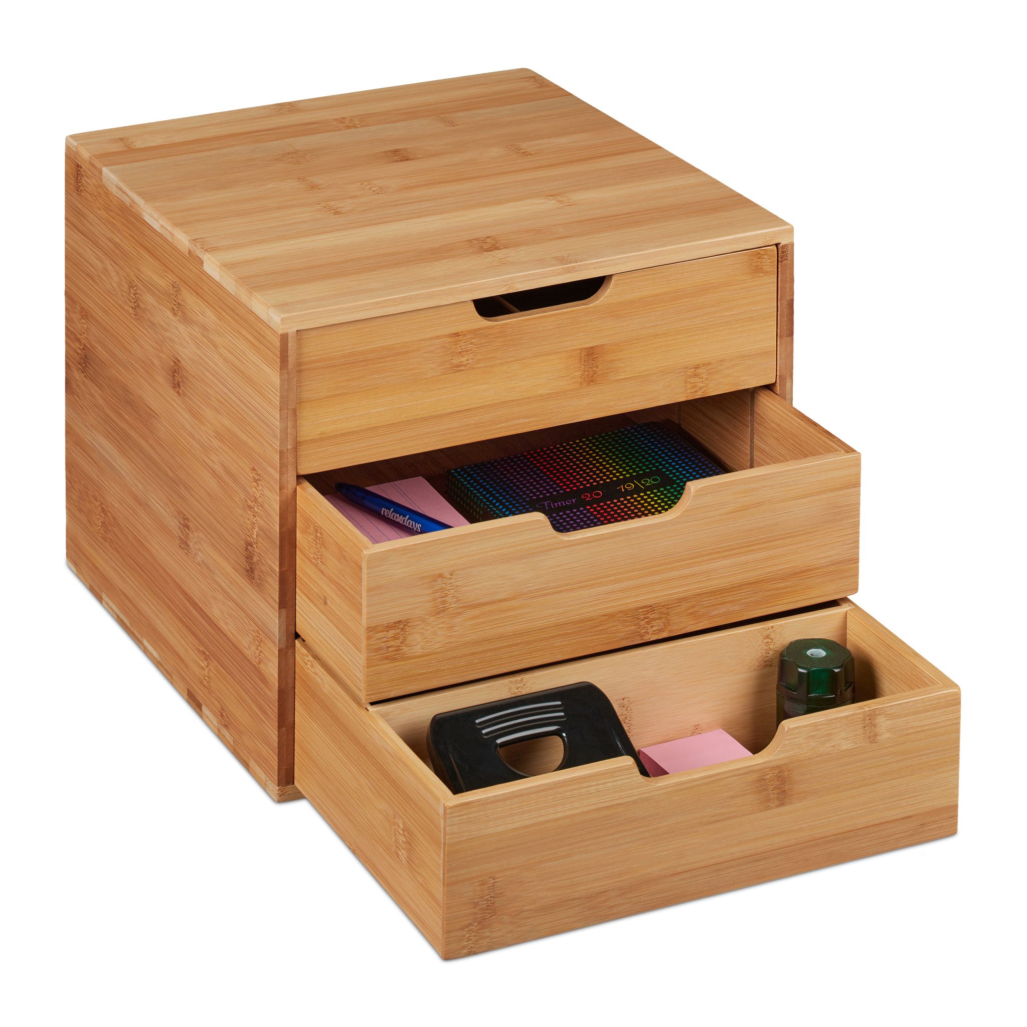 Schreibtisch Organizer 3 Schubladen Hellbraun