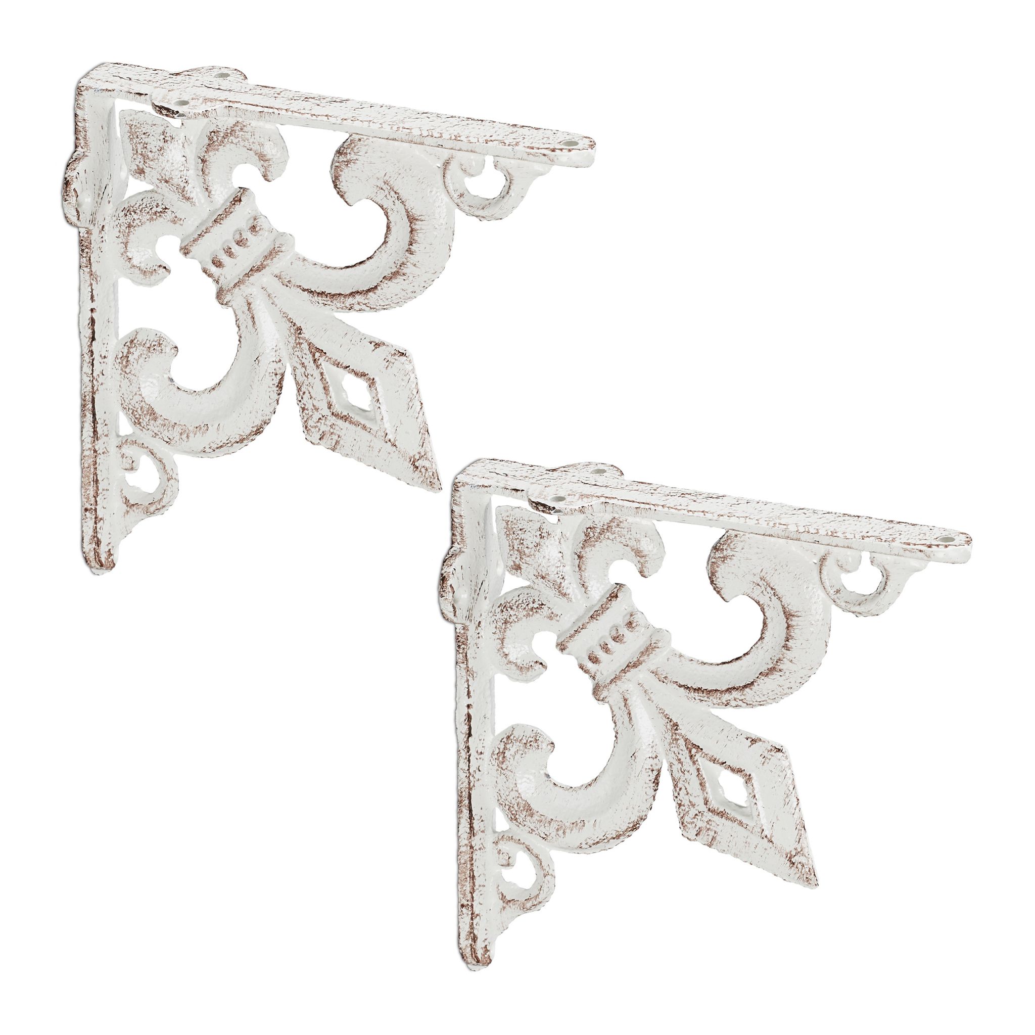 Regalwinkel Gusseisen antik 2er-Set Weiss