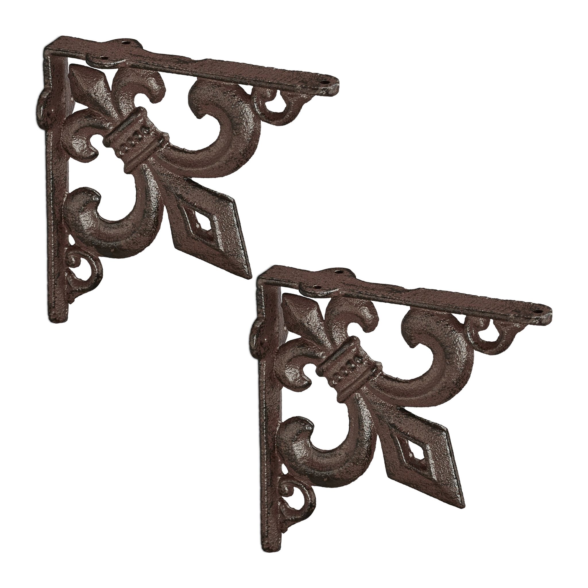 Regalwinkel Gusseisen antik 2er-Set Braun