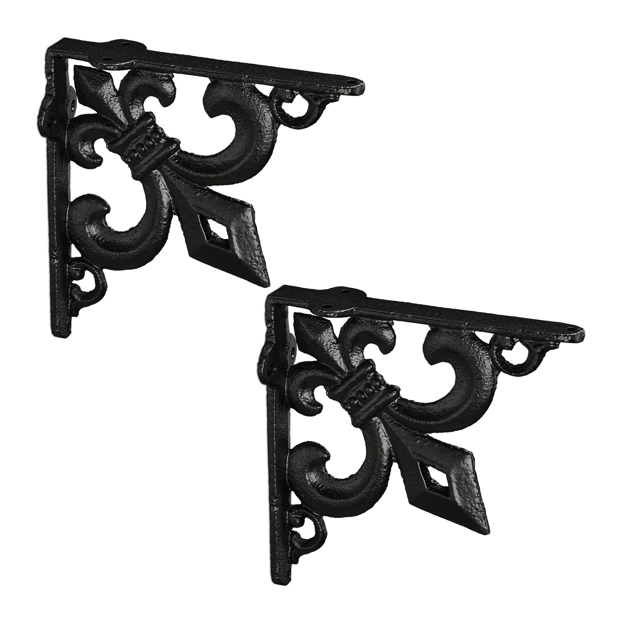 Regalwinkel Gusseisen antik 2er-Set Schwarz