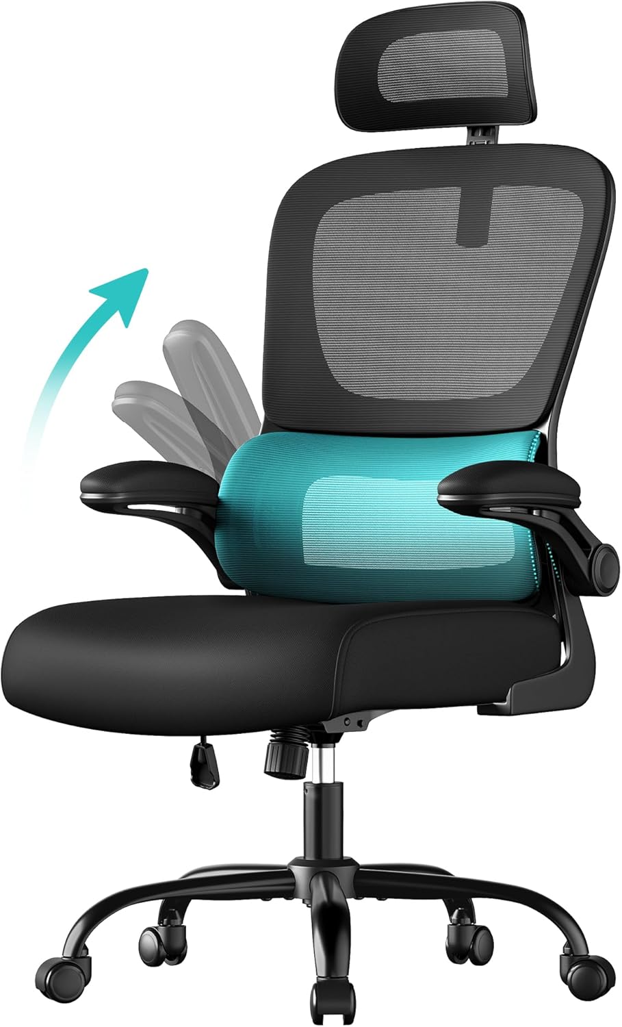 Bürostuhl ergonomisch Netz schwarz atmungsaktiv