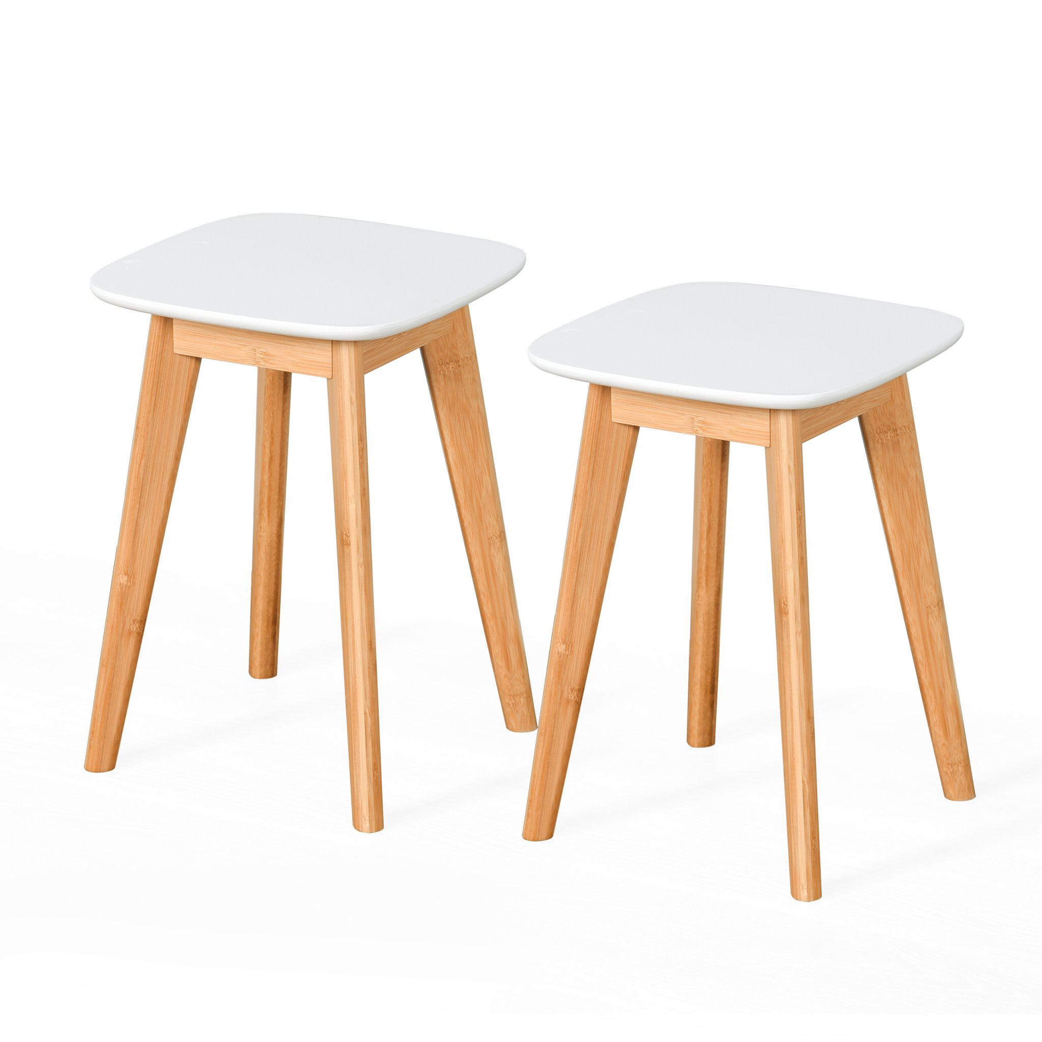 Esszimmerhocker 2er-Set Weiss-Hellbraun